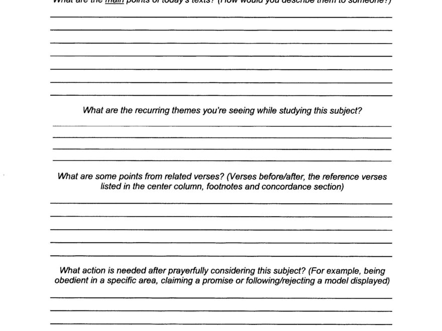 Bible Study Worksheets Cchrisholland