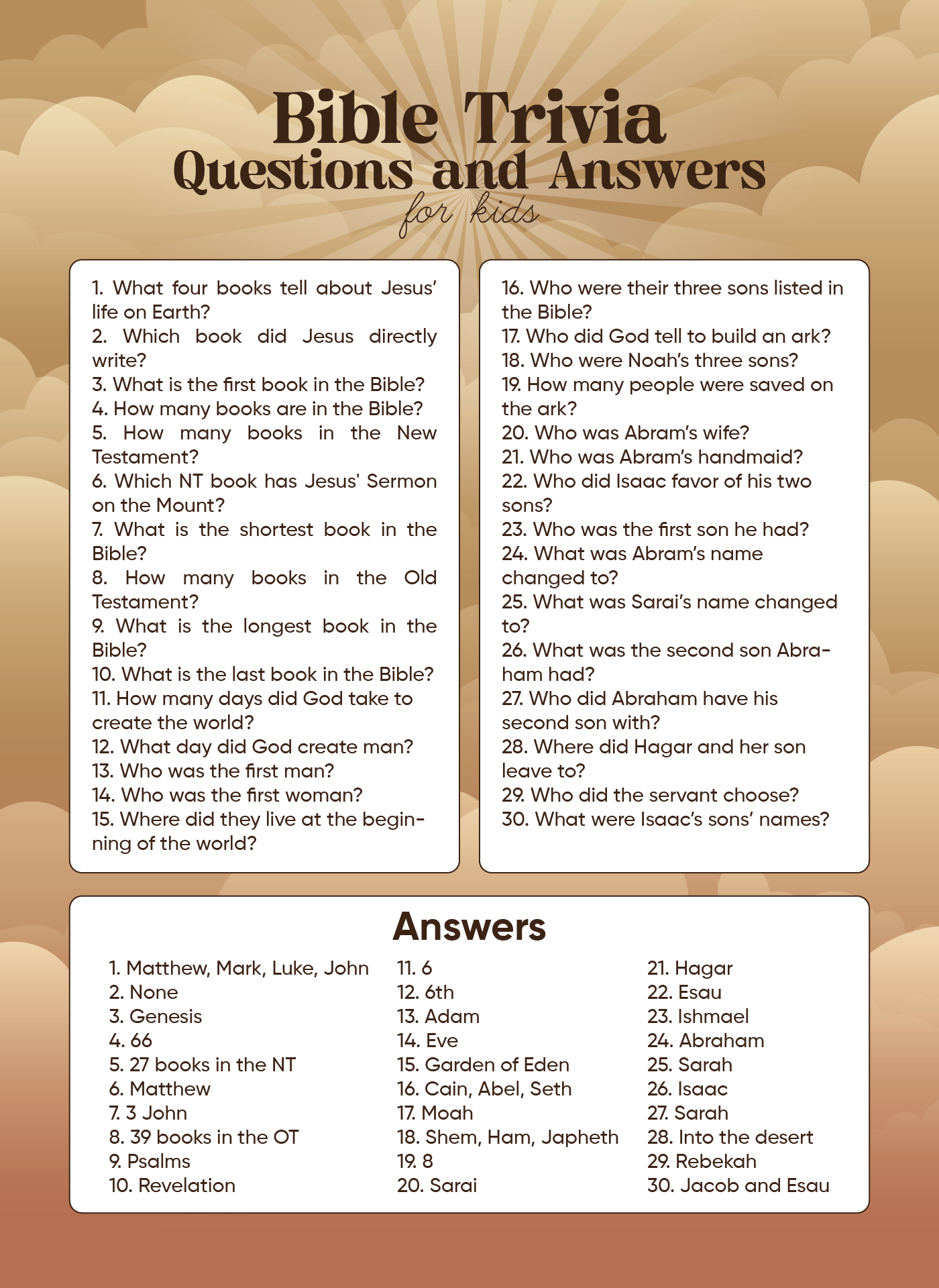 Bible Trivia Questions And Answers 10 Free PDF Printables Printablee