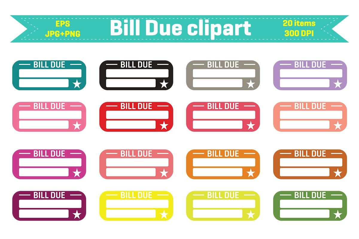 Bill Due Clipart Bill Due Quarter Box Planner Stickers