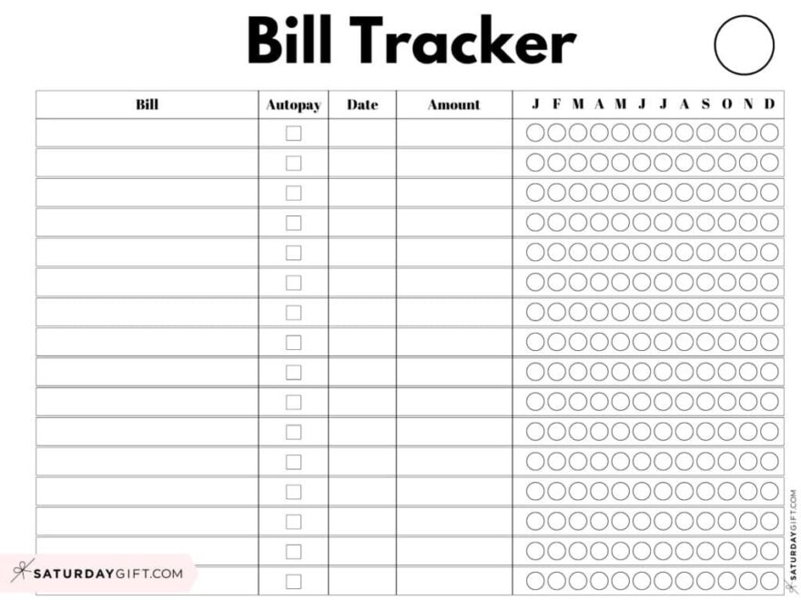 Bill Organizer Template 39 Cute Free Printable Bill Trackers