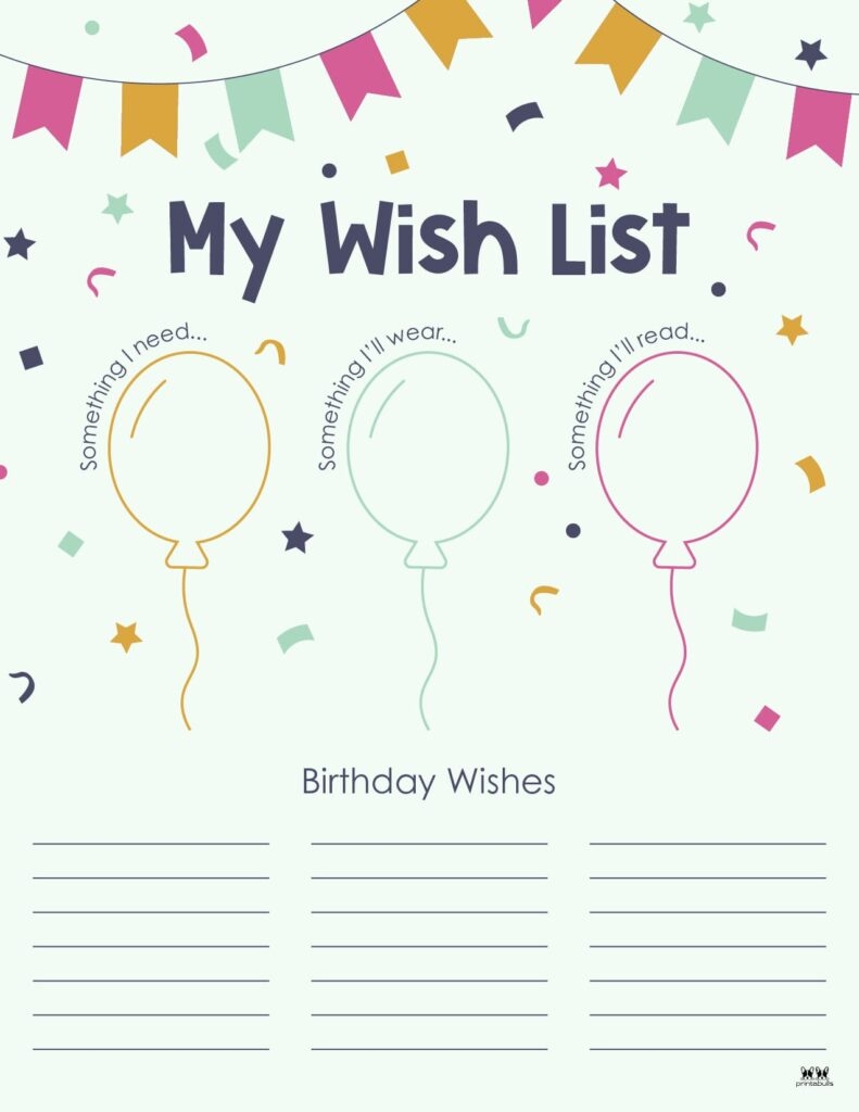 Birthday Wish List Templates 12 FREE Lists Printabulls
