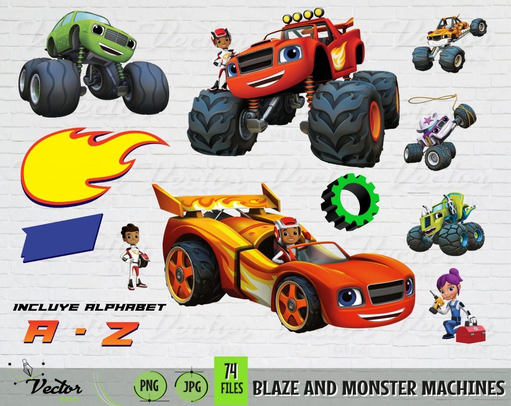 Blaze And Monster Machines PNG Cartoon Clip Art Blaze And Monster Machines Bundle Printable Cliparts Transparent Files Cliparts Alphabet VectorMix