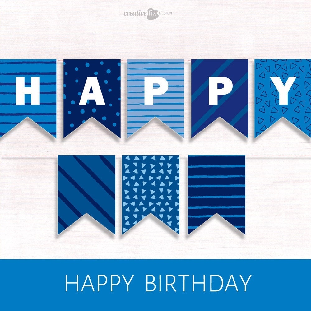 Blue Happy Birthday Banner Creative Fix Design