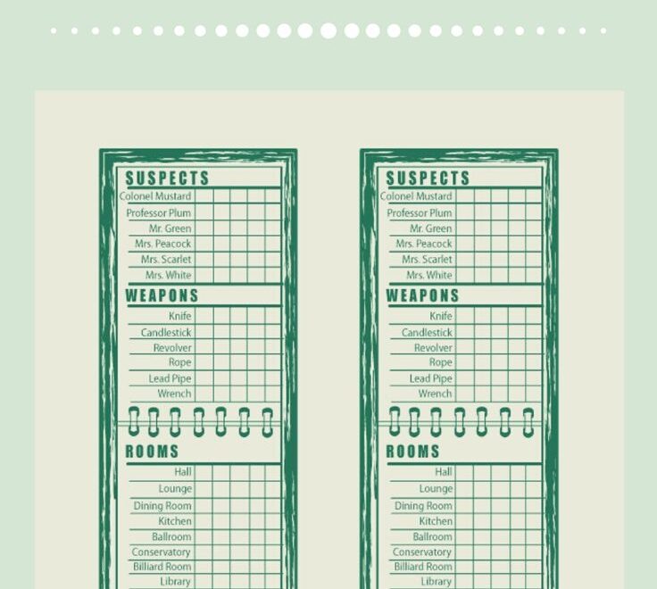 Board Game Clue Sheets 10 Free PDF Printables Printablee