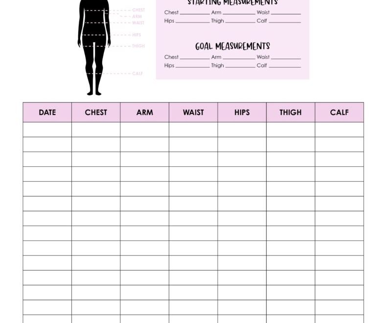 Body Measurement Charts FREE Printables Printabulls