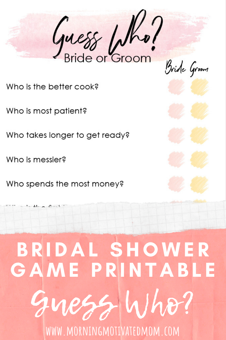 Bridal Shower Game Printable Guess Who Morning Motivated Mom