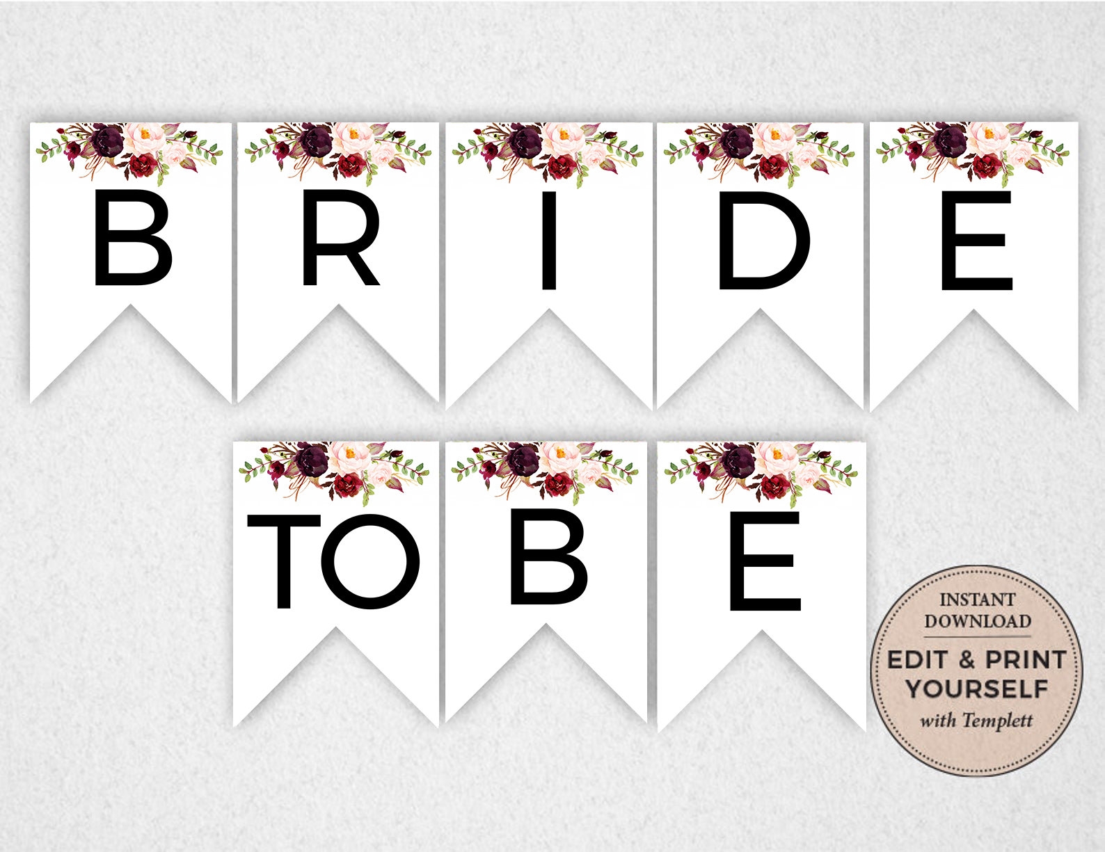 Bride To Be Banner Editable Banner Bride To Be Bridal Shower Banner Printable Banner INSTANT DOWNLOAD Templett PBP97 Etsy