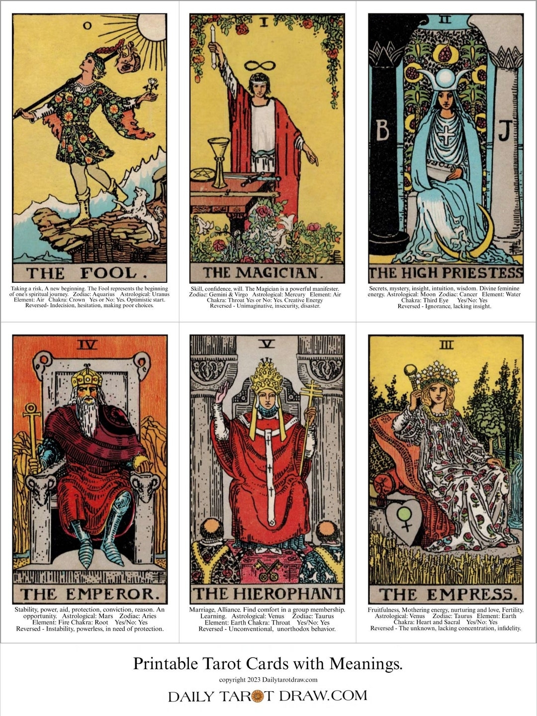 Buy Tarot Cards With Meanings Printable Rider Waite Tarot Cards Online In India Etsy