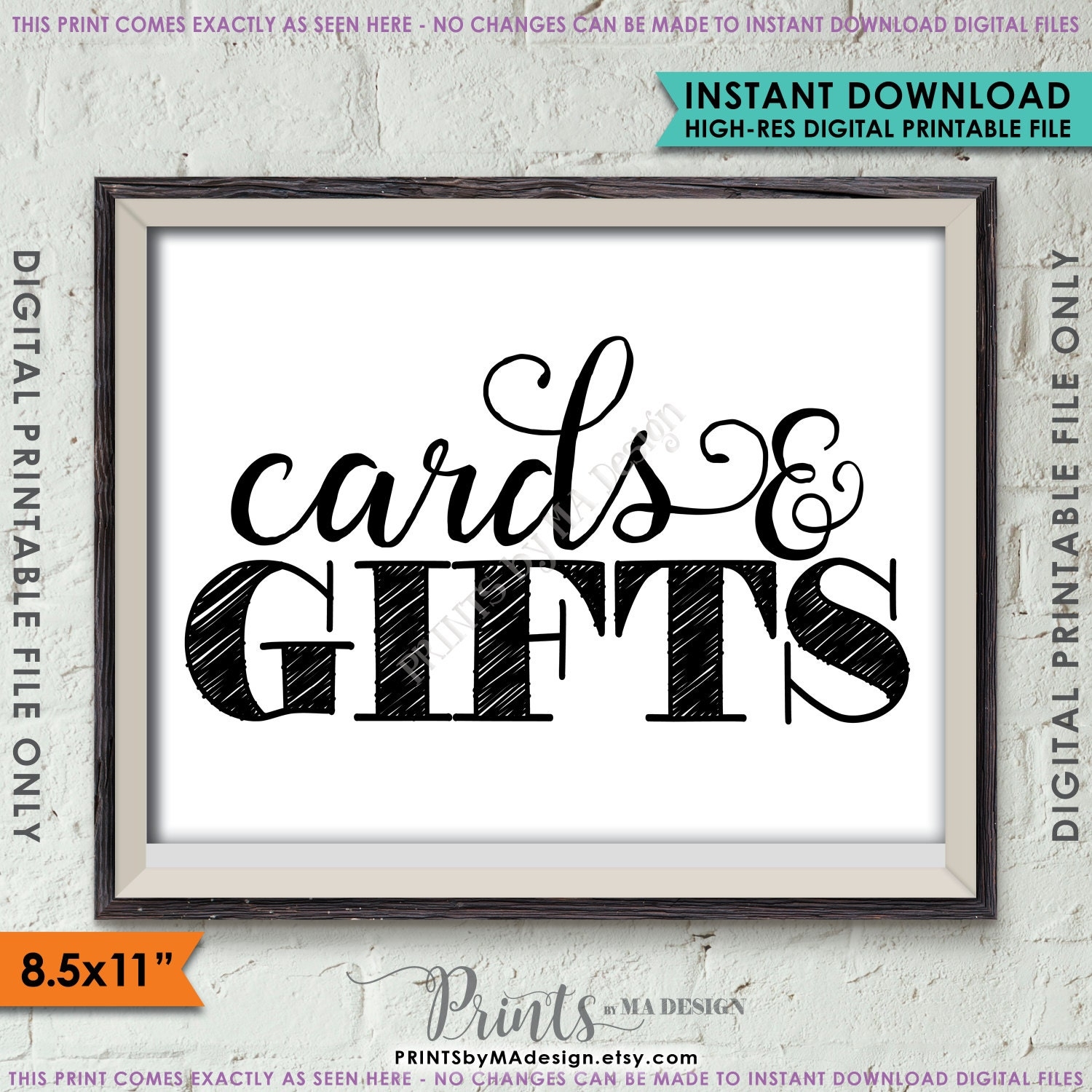Cards And Gifts Sign Gift Table Sign Celebration Wedding Shower Birthday Party Anniversary Graduation PRINTABLE 8 5x11 Sign id Etsy