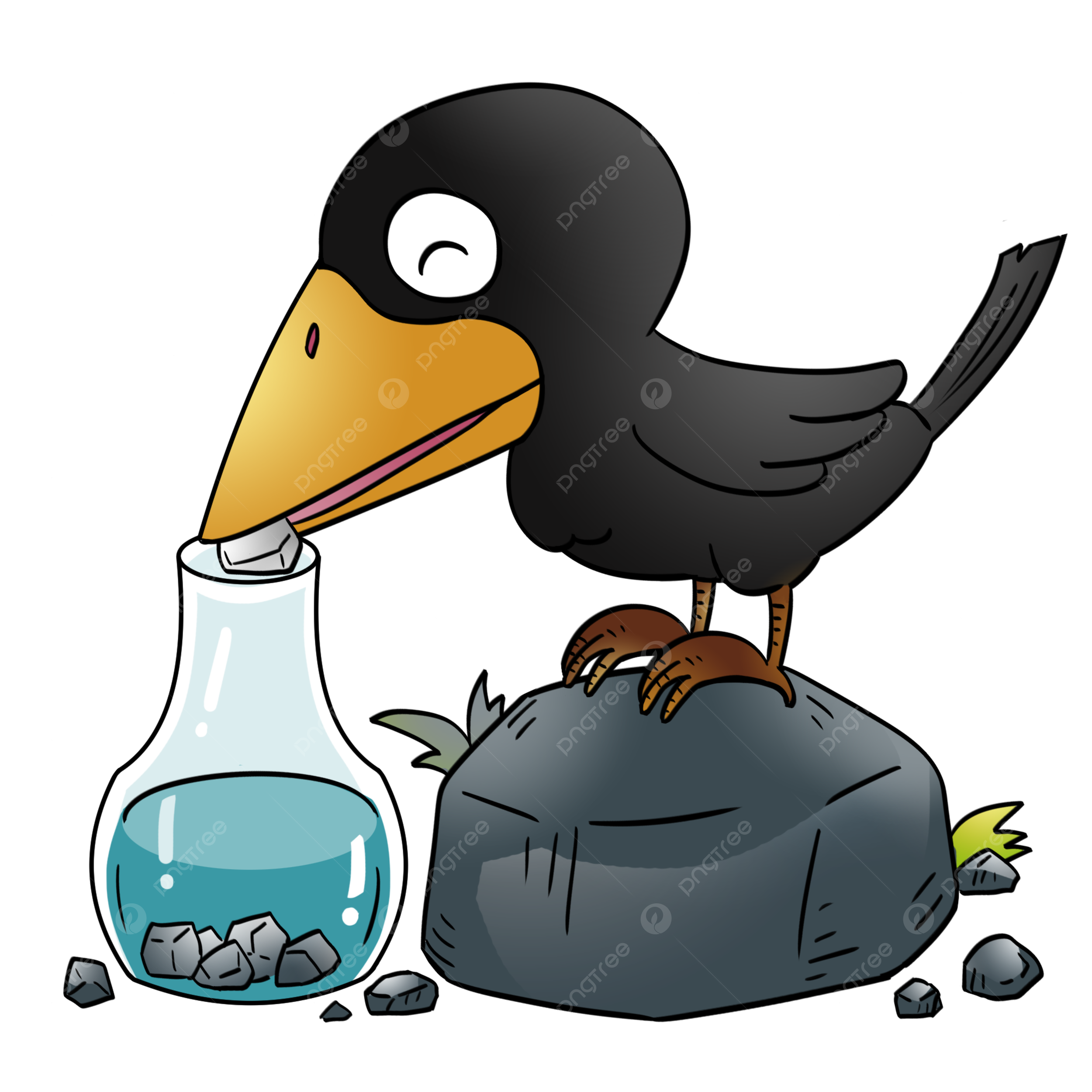 Cartoon Drinking Water Clipart Transparent Background Cartoon Vector Children Drawing Crow Drinking Water Story A Crow Drinks Water Throw Stone PNG Image For Free Download