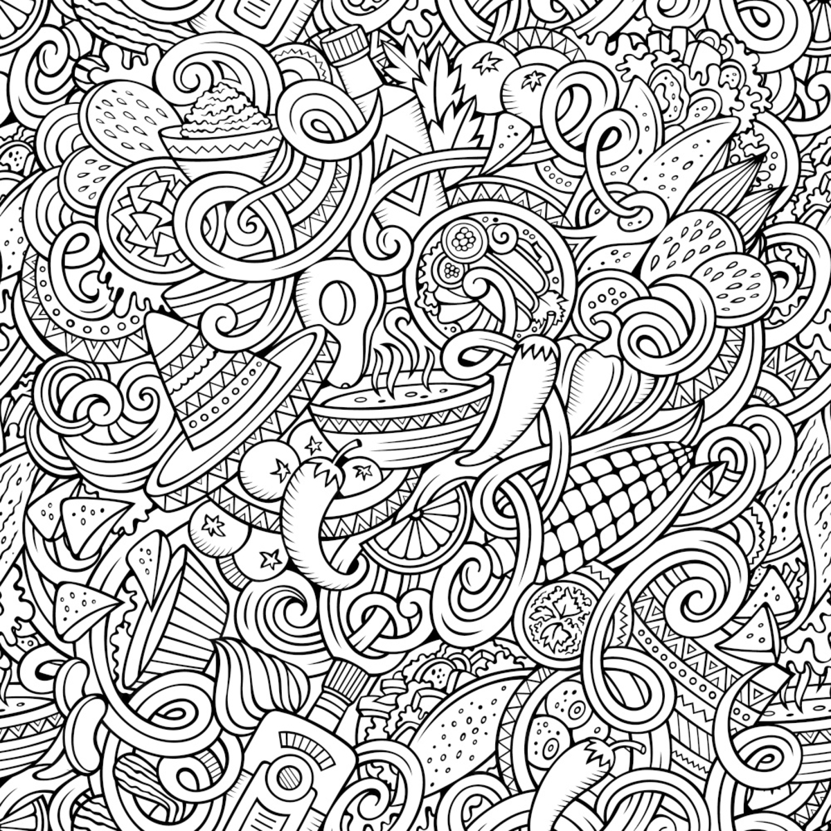 Black Doodle Lines Png Printable