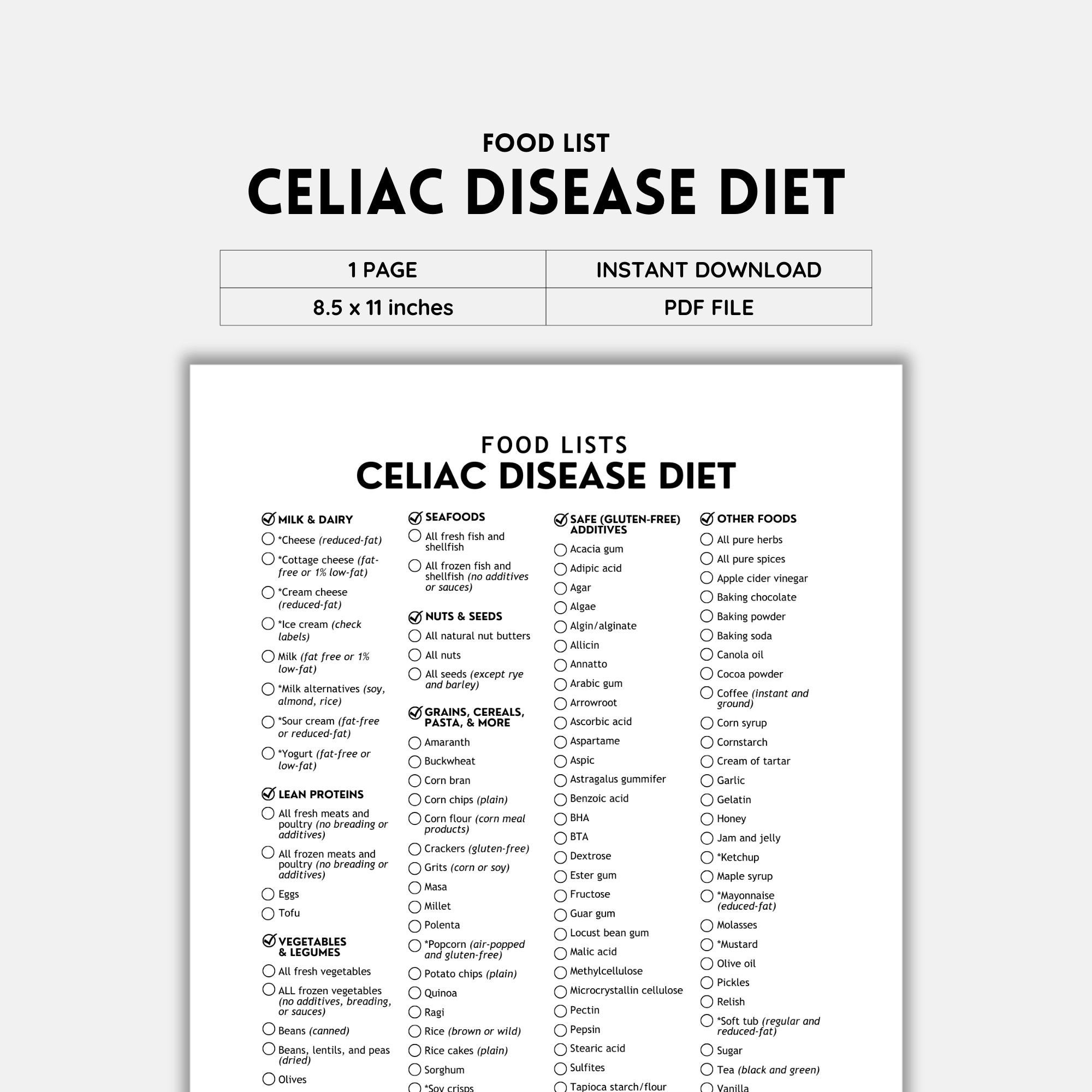 Gluten Free Grocery List Printable