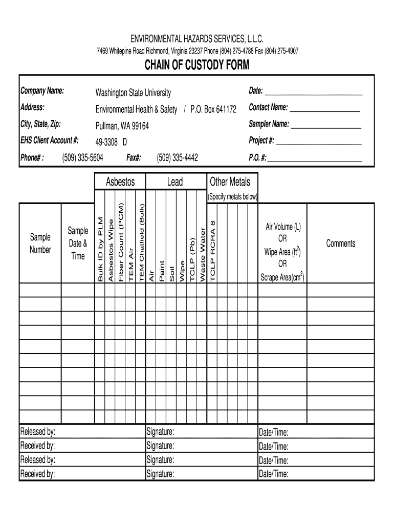 Chain Of Custody Form Fill Online Printable Fillable Blank PdfFiller