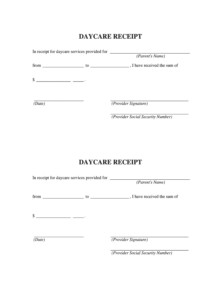 Child Care Receipt Template Word Fill Online Printable Fillable Blank PdfFiller