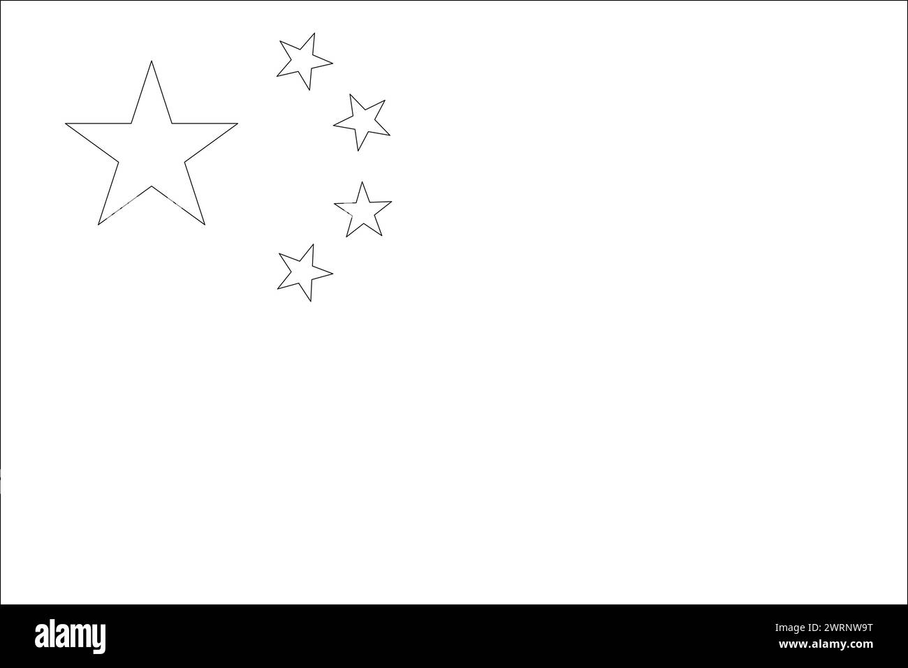 China Flag Thin Black Vector Outline Wireframe Isolated On White Background Ready For Colouring Stock Vector Image Art Alamy