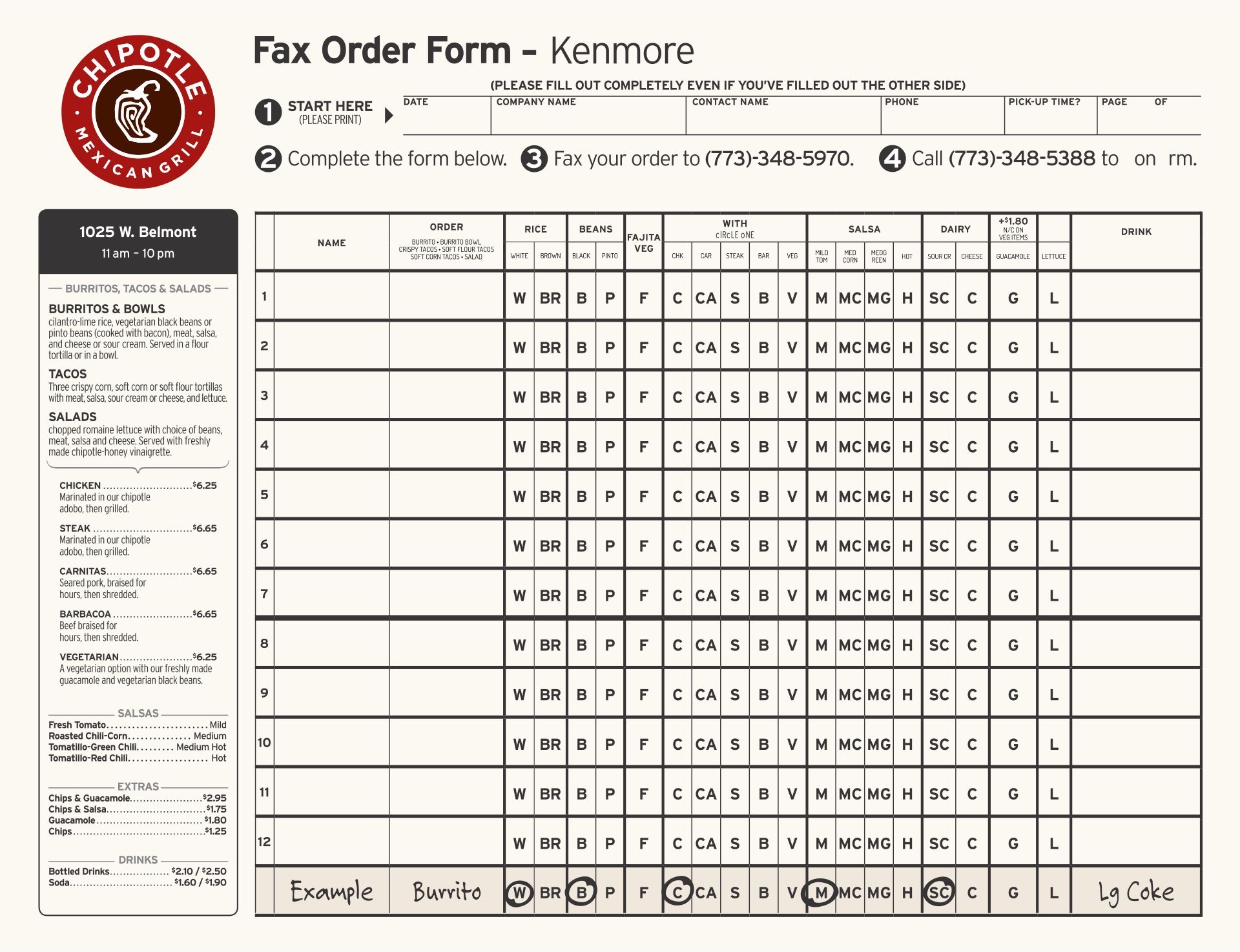 Chipotle Menu 10 Free PDF Printables Printablee