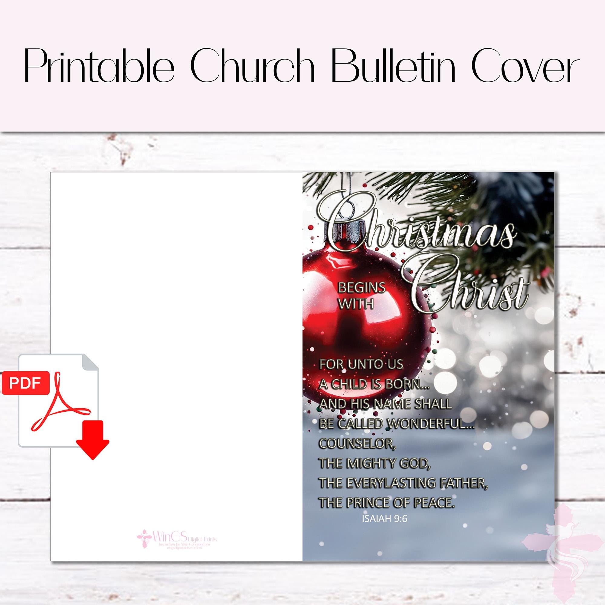 Christmas Church Bulletin Covers Etsy