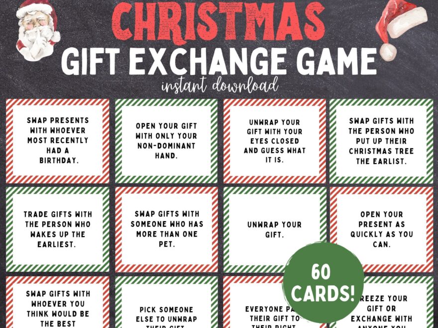 Christmas Gift Exchange Game Printable Christmas Game White Elephant Gift Exchange Cards Christmas Family Game Christmas Party Game Etsy UK