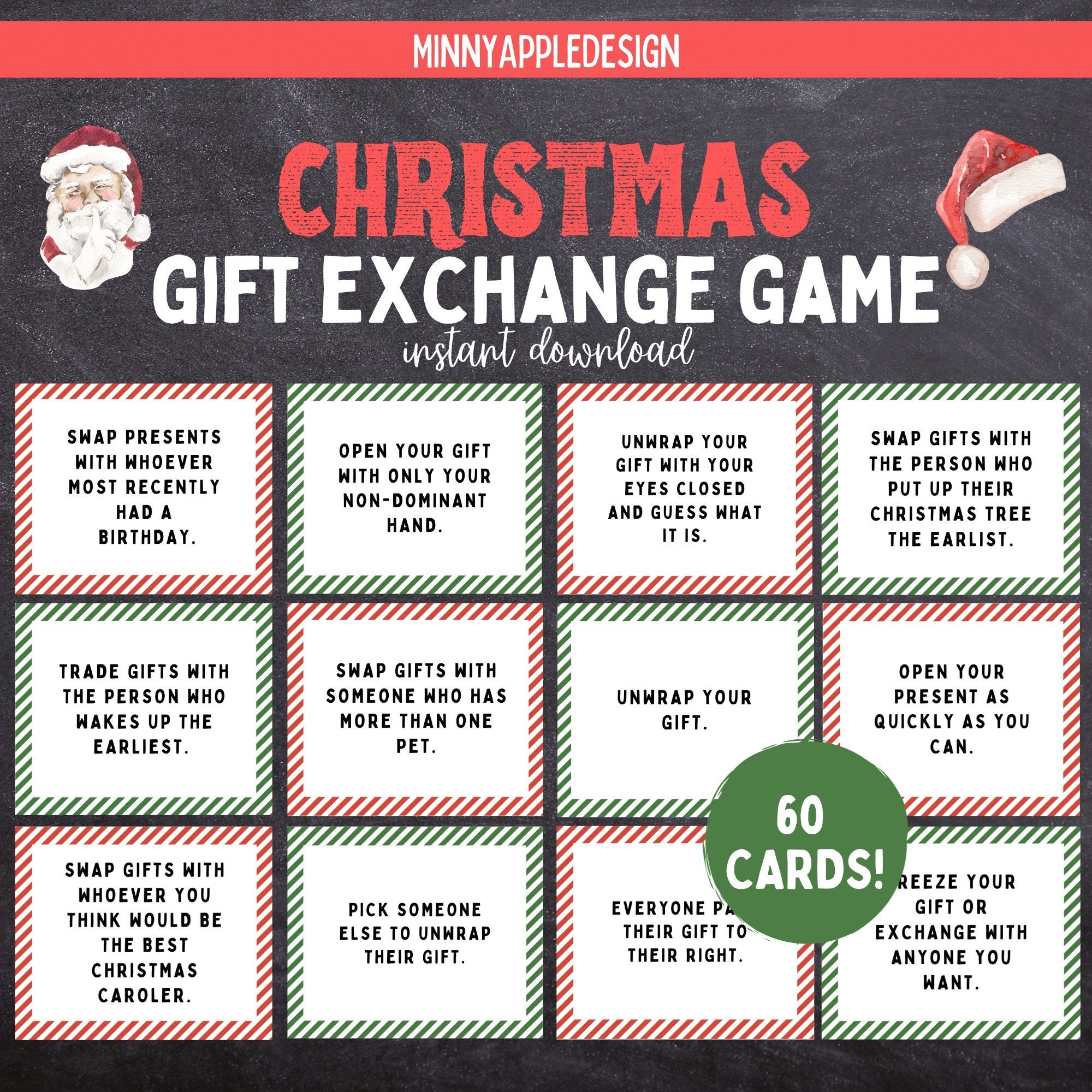 Christmas Gift Exchange Game Printable Christmas Game White Elephant Gift Exchange Cards Christmas Family Game Christmas Party Game Etsy UK