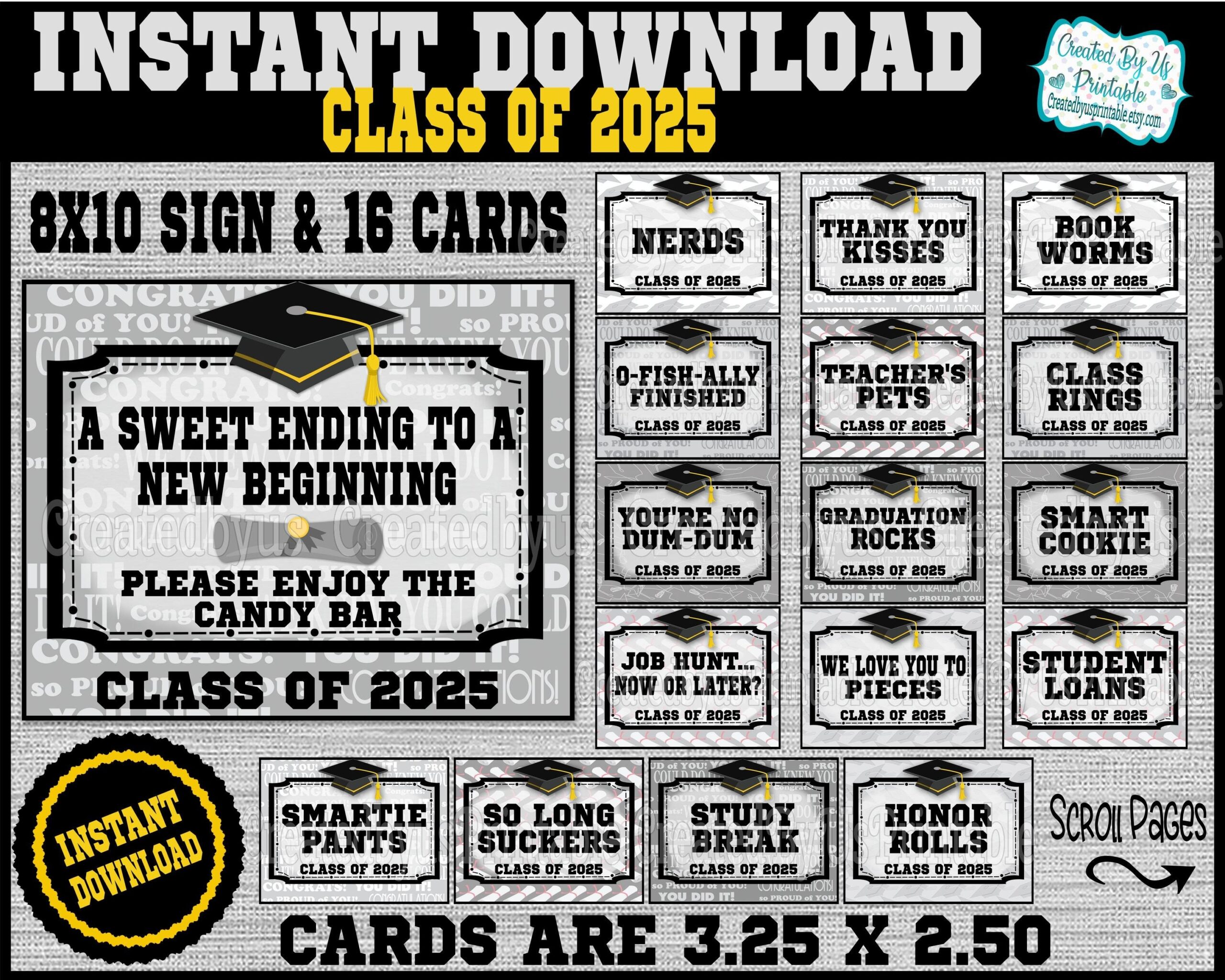 Class Of 2025 Graduation Candy Signs Candy Bar Signs Graduation Party Decorations Buffet Signs Candy Bar Labels PRINTABLE Digital Download Etsy