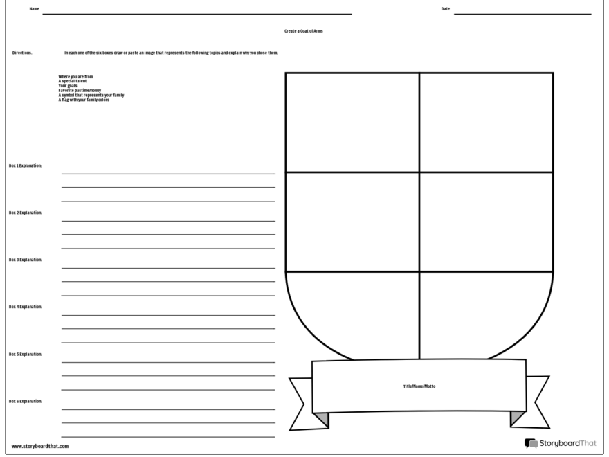 Coat Of Arms Student Activity Free To Print Storyboard