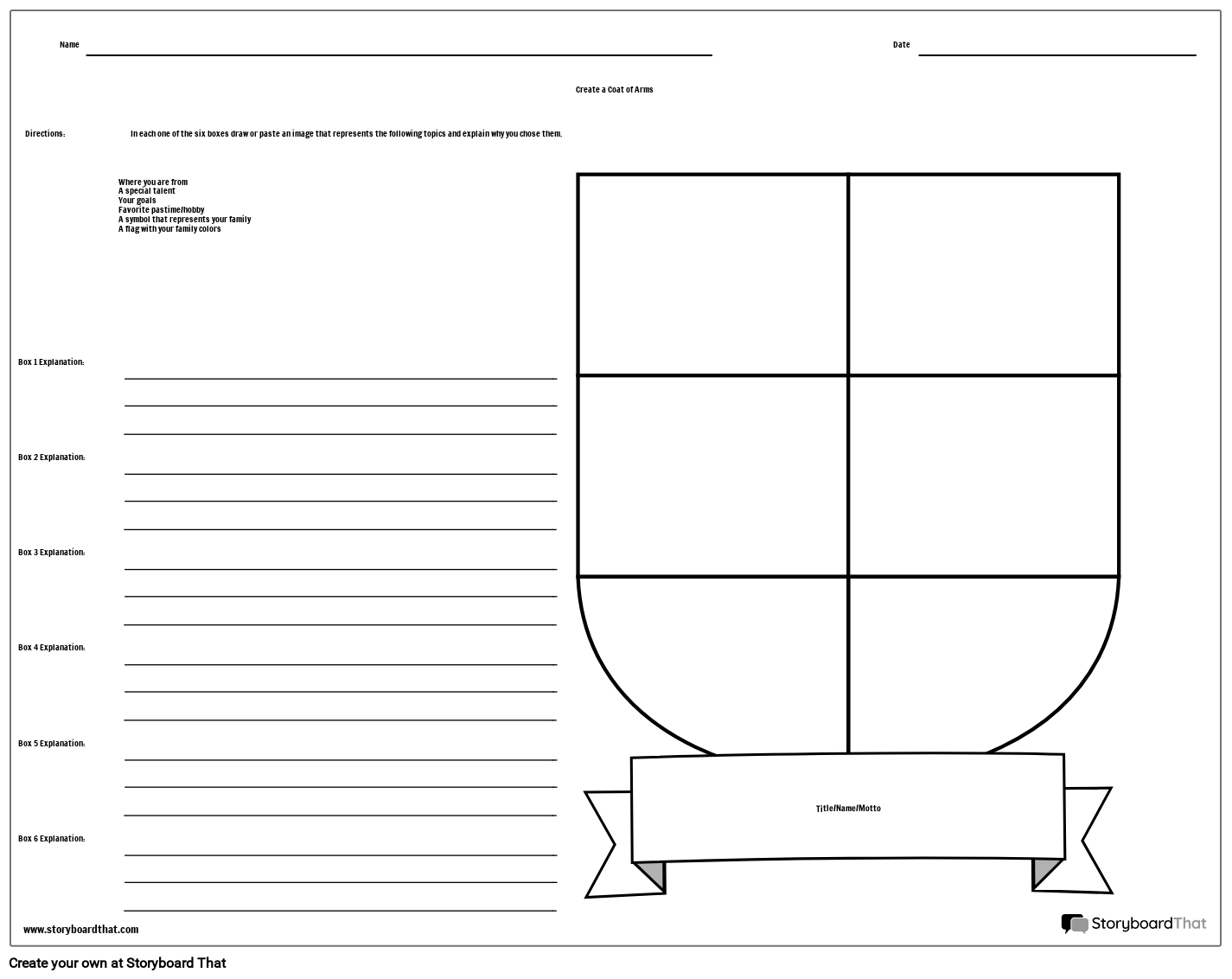 Coat Of Arms Student Activity Free To Print Storyboard