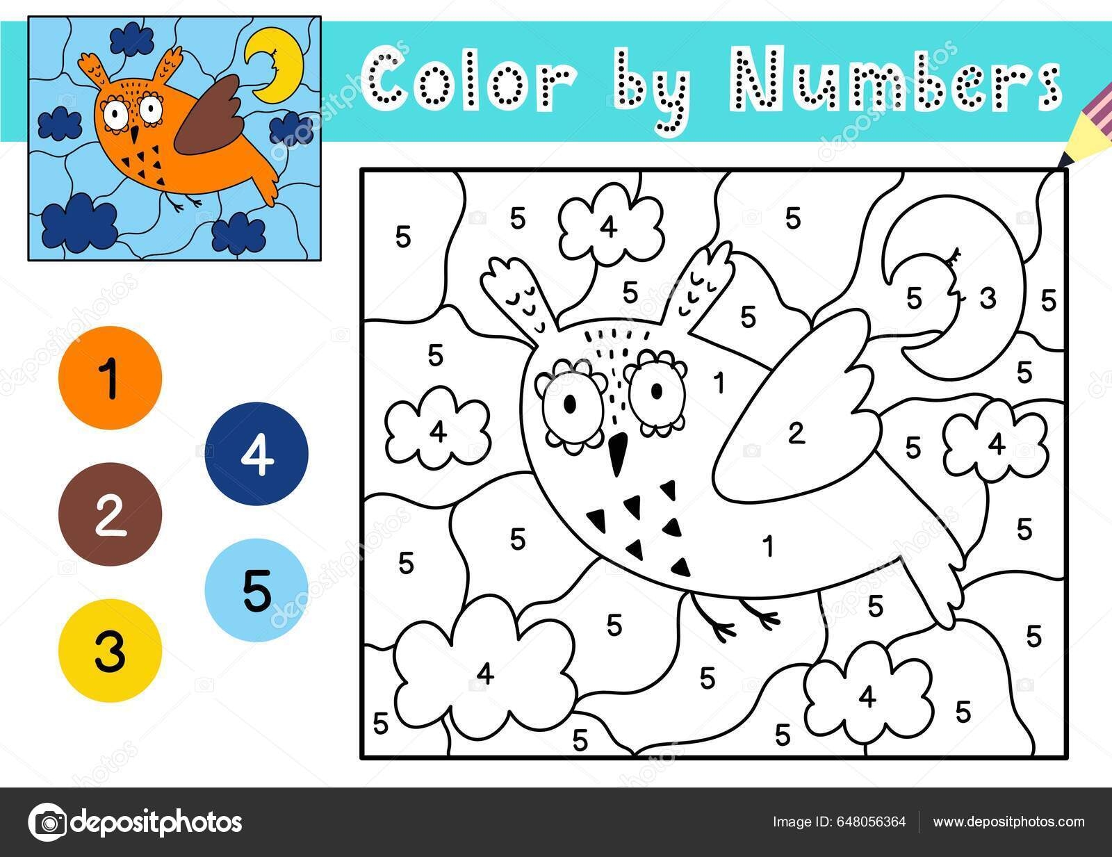 Owl Color By Number Printable