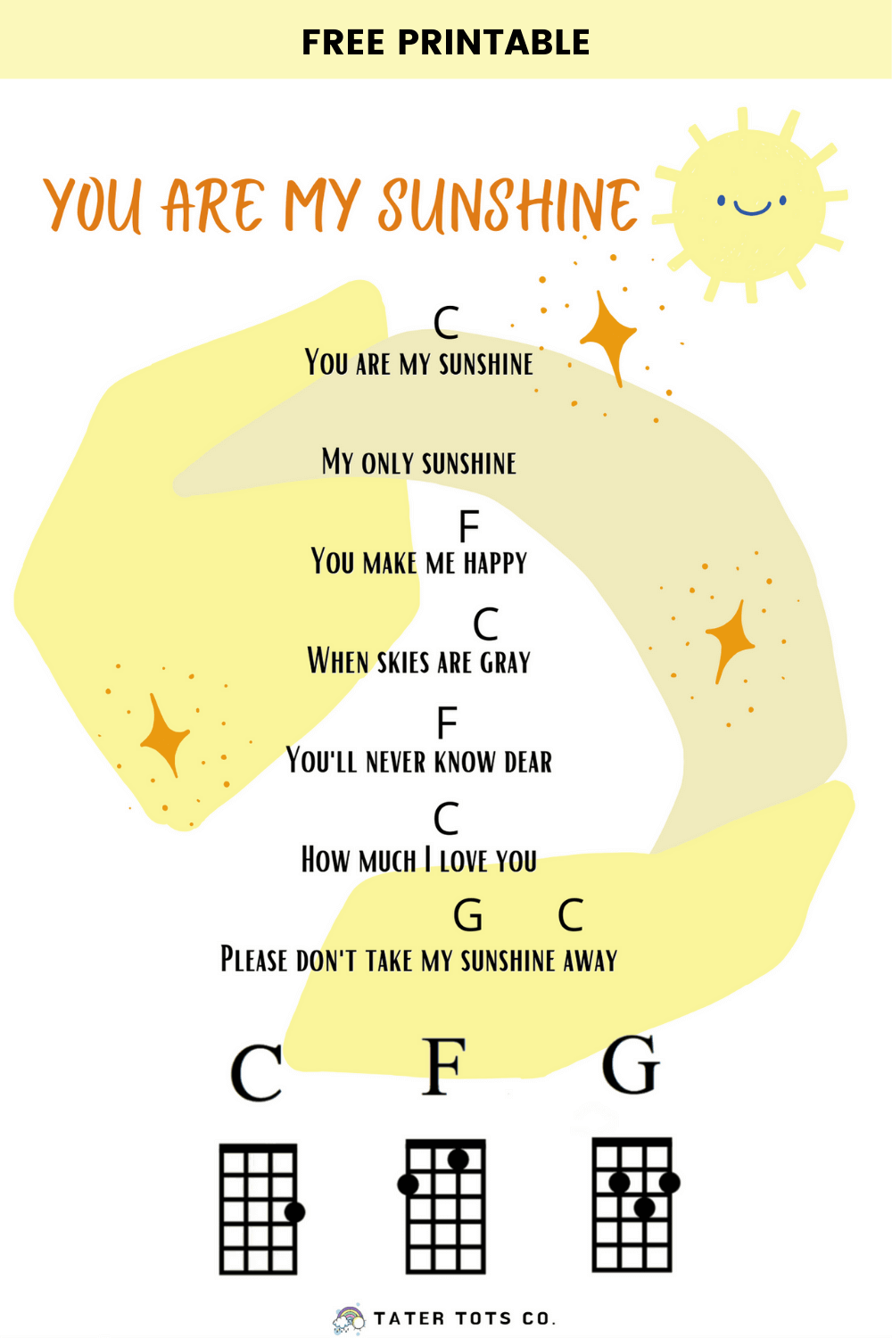 Compilation Of The Top 15 Children Nursery Rhyme Songs With Free Printable Ukulele Chords Tater Tots Co 