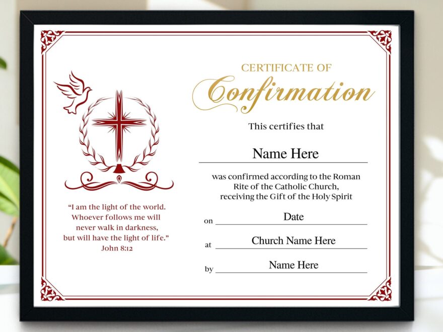 Confirmation Certificate 11x8 5 Printable Editable Confirmation Certificate Catholic Confirmation Certificate Template Church Certificate Etsy Canada