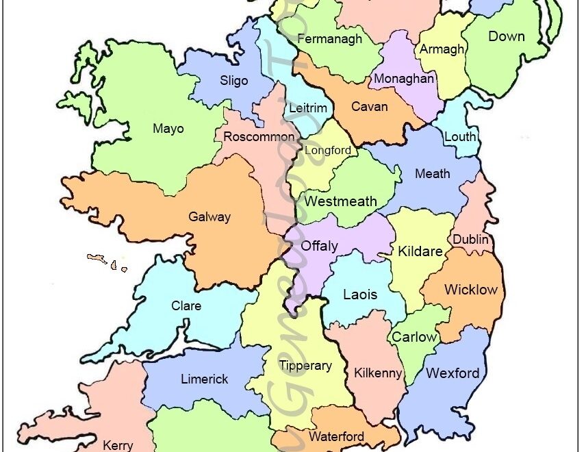 County Map Of Ireland Free To Download