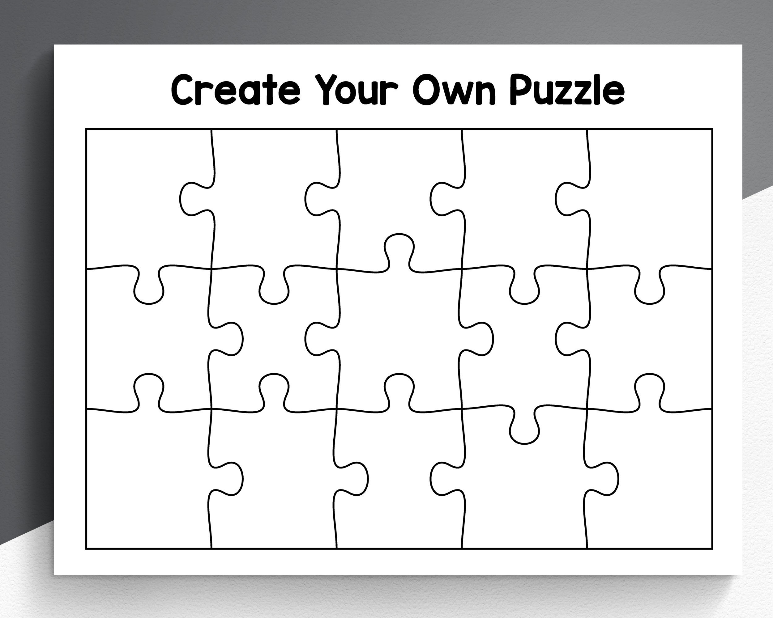 Create Your Own Puzzle Worksheets Custom Puzzle Design Printable Jigsaw Puzzle For Kids Etsy