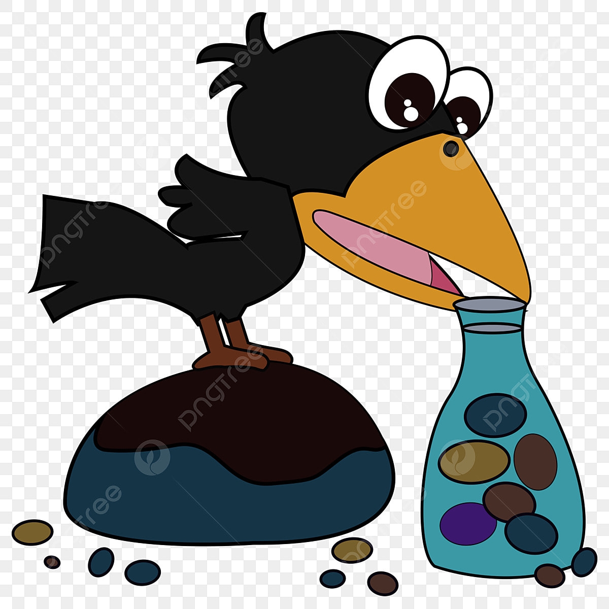 Crow Clipart Transparent PNG Hd A Crow Drinks Water Throwing Stones Water Bottle Crow Bird Birds Childrens Story PNG Image For Free Download