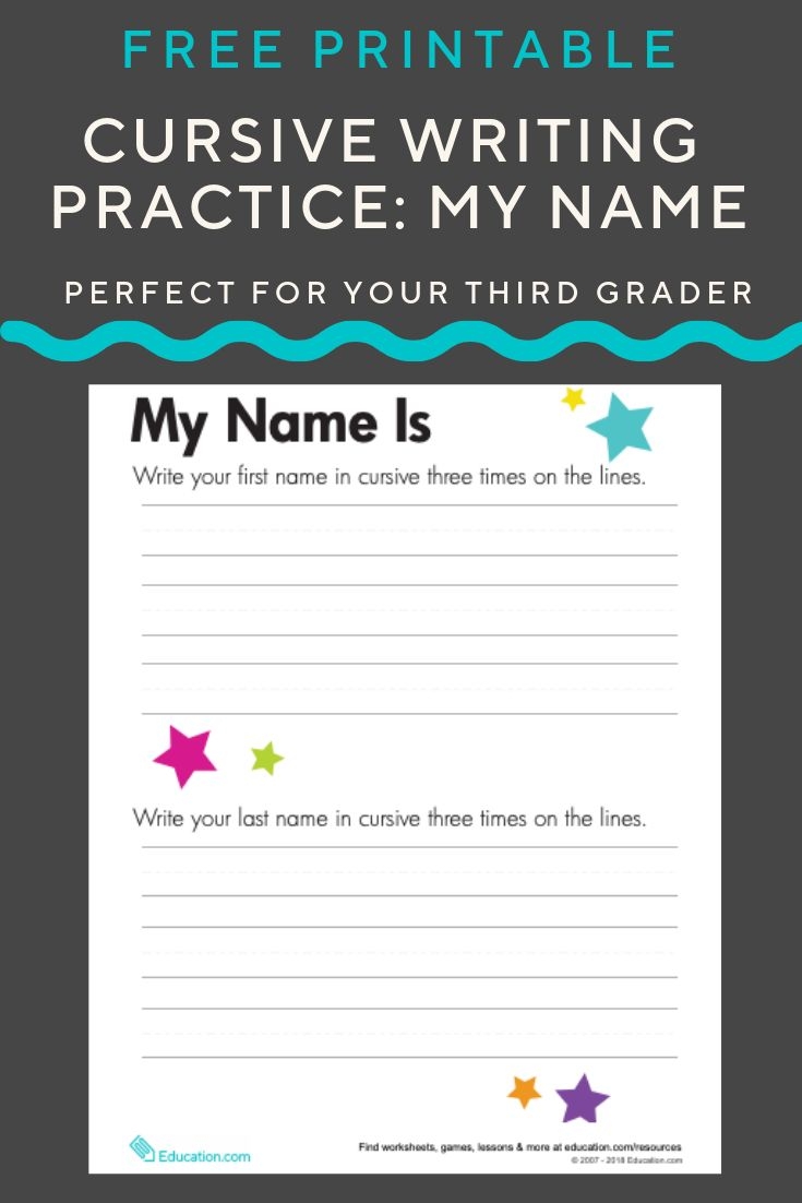 Cursive Writing Practice My Name Worksheet Education