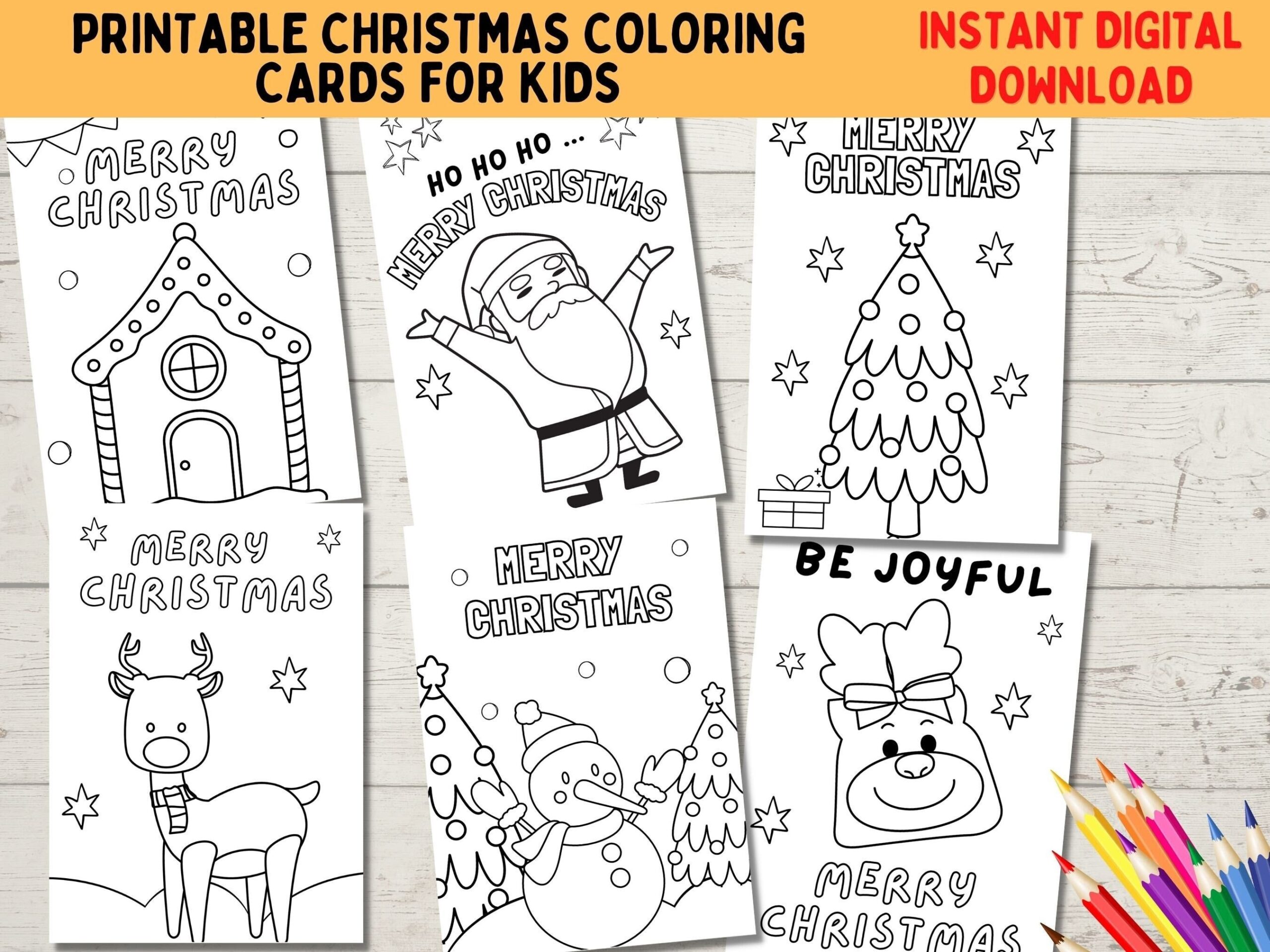 Kids Printable Coloring Christmas Cards