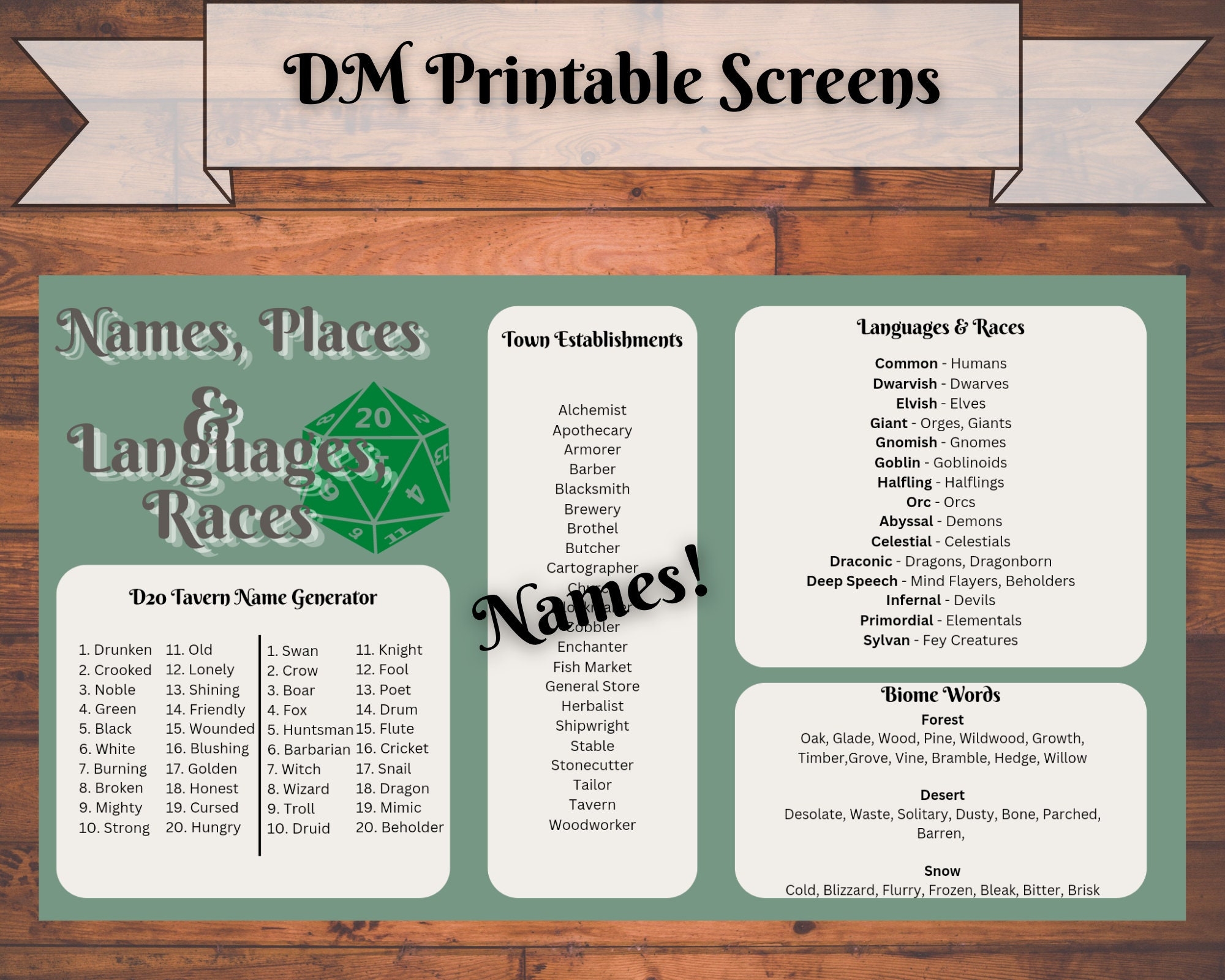 D D DM Printable Screens Dungeon Master Screens For Dungeons And Dragons DM Tool DM Screen Etsy