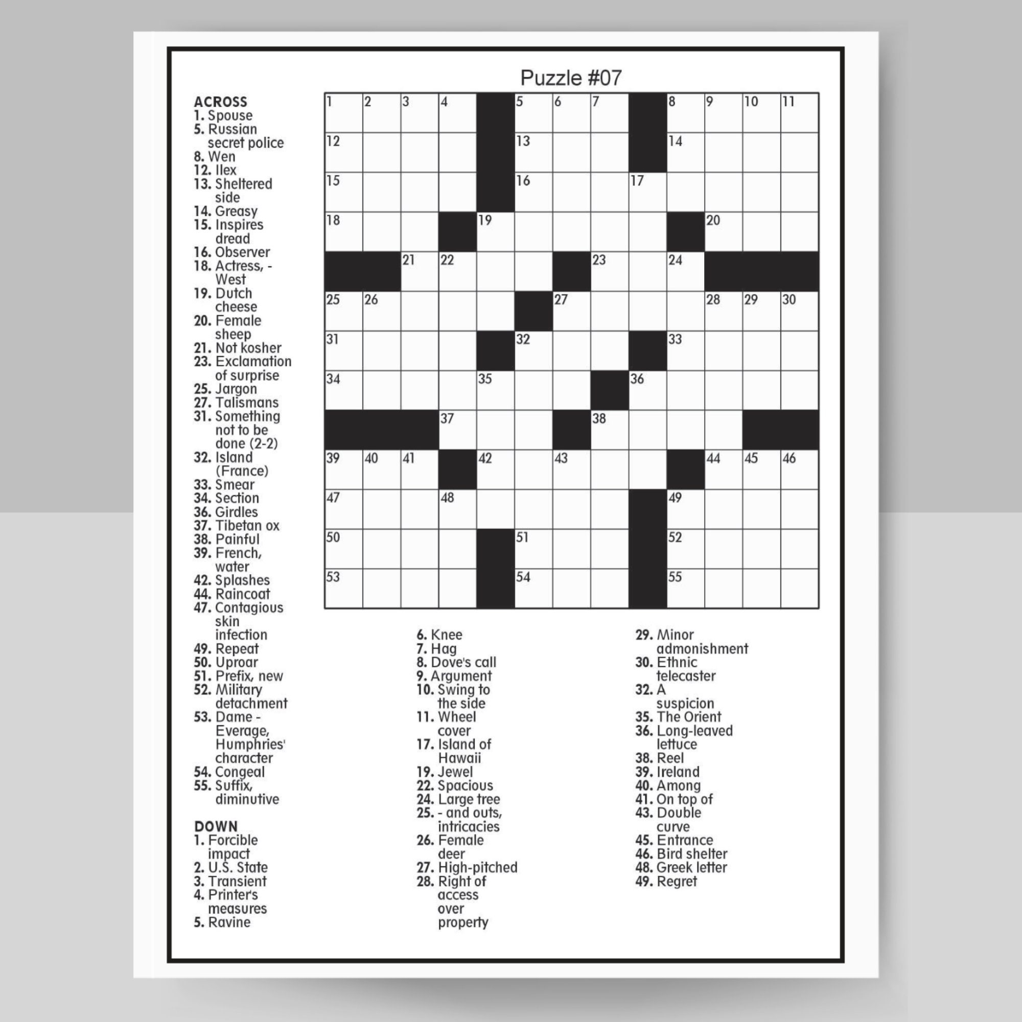 Easy Printable Crosswords For Seniors