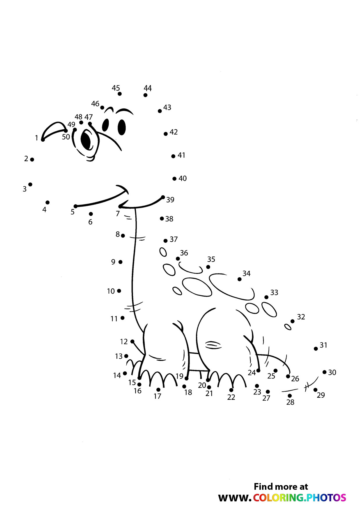 Dinosaur Dot The Dots Coloring Pages For Kids