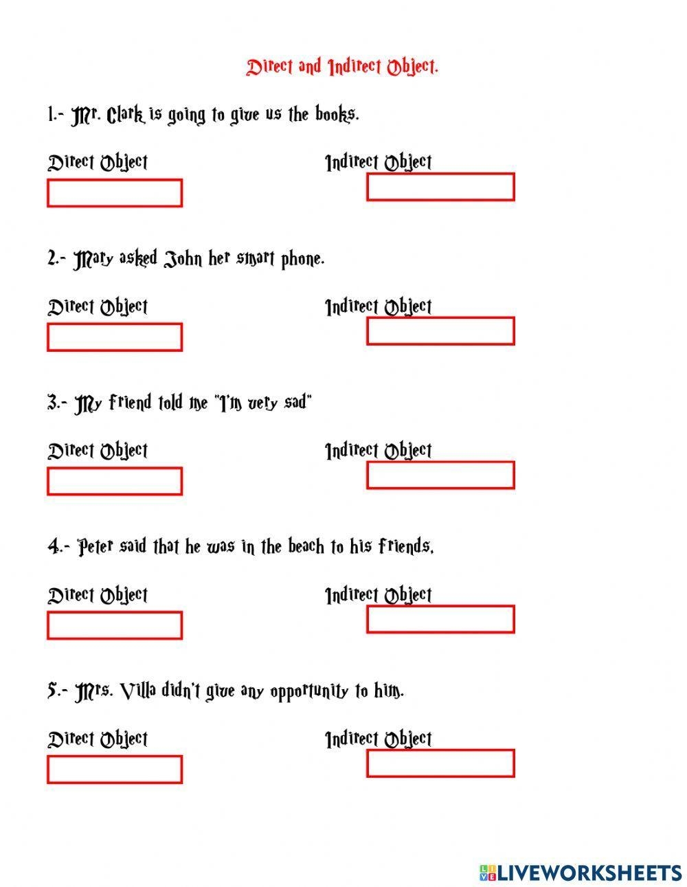 Direct And Indirect Object Pronouns Notes And Follow Up Exercises Worksheets Library