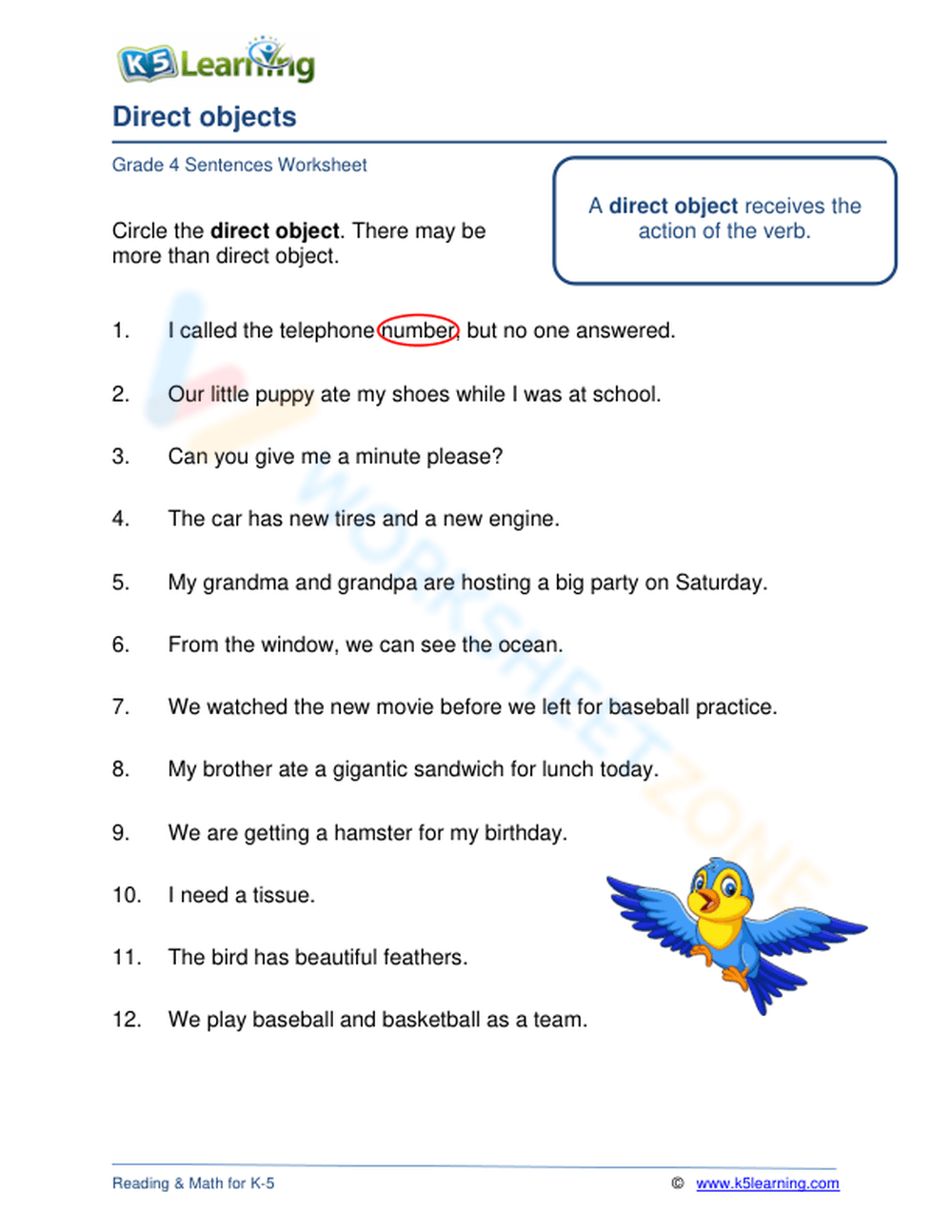 Direct Objects And Indirect Objects TPT Worksheets Library