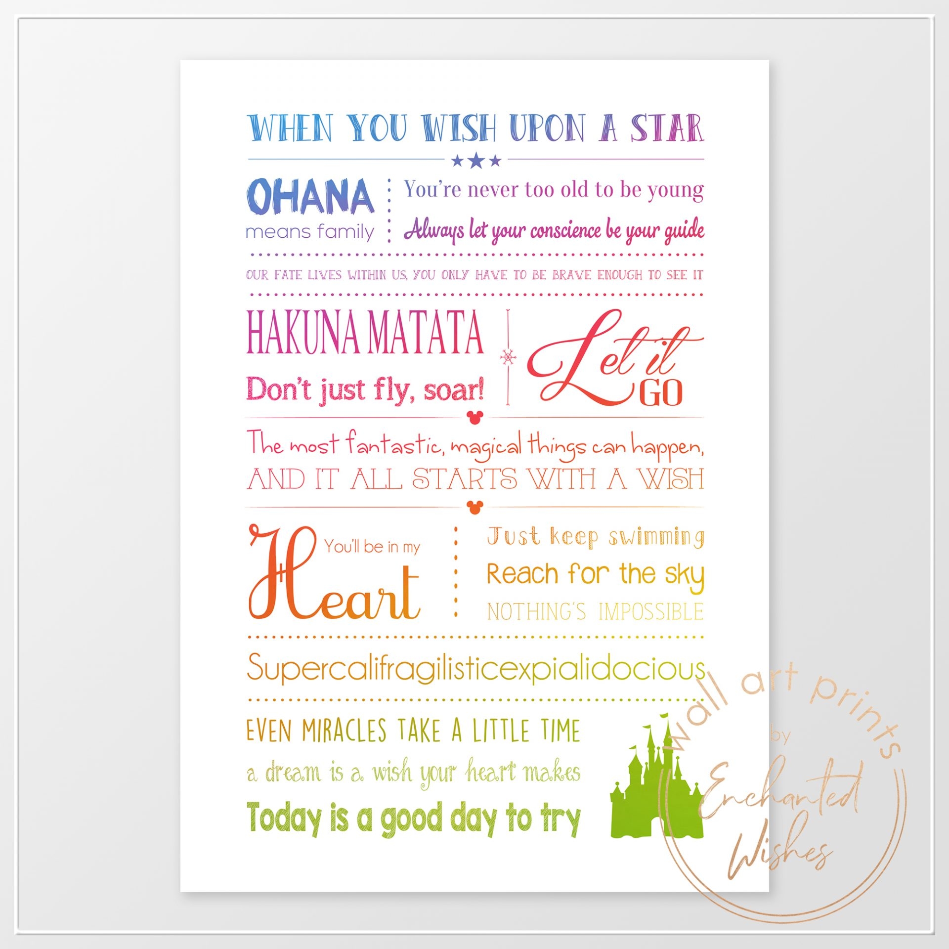 Disney Quotes Poster Printable Print Printable Wall Art