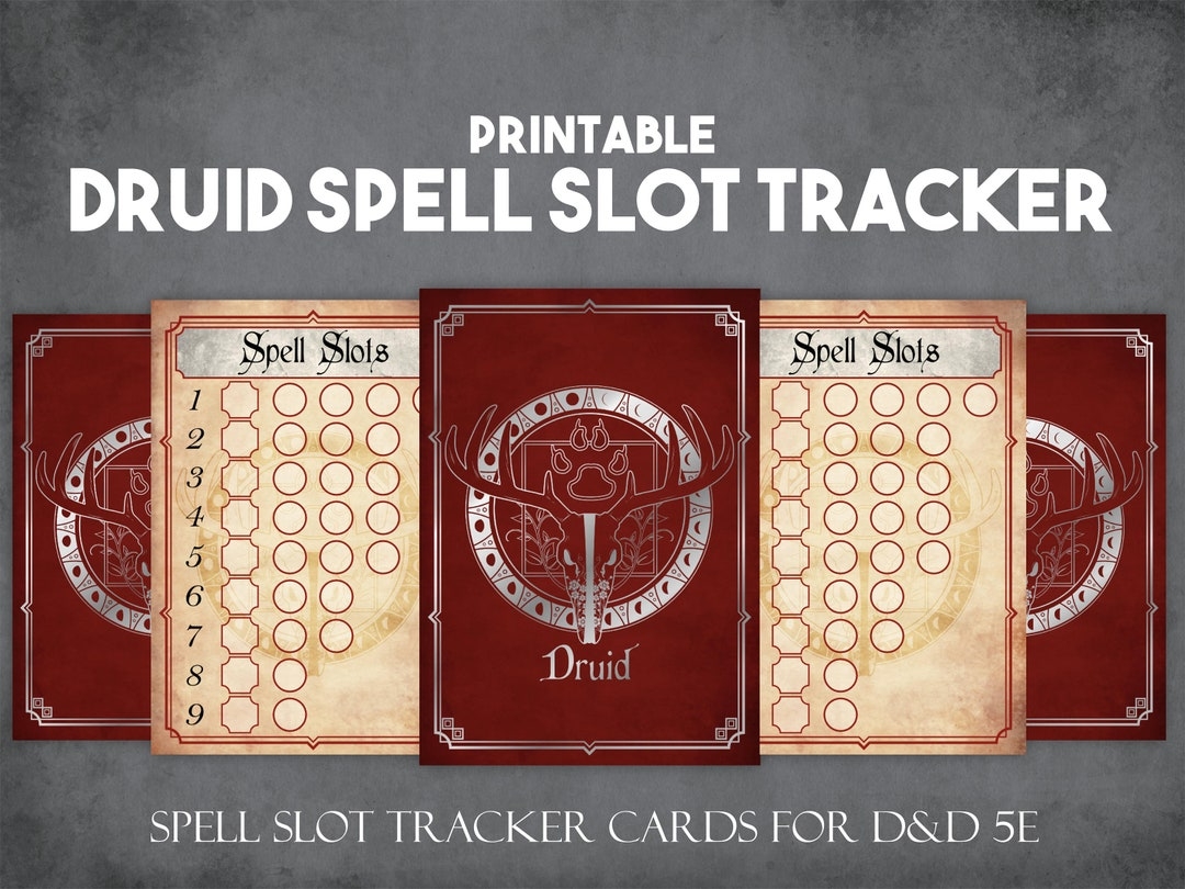 Dnd Druid Spell Slot Tracker Cards Instant Download And Print D D Player Tools Printable Spell Slot Tracker Props For Players Etsy UK