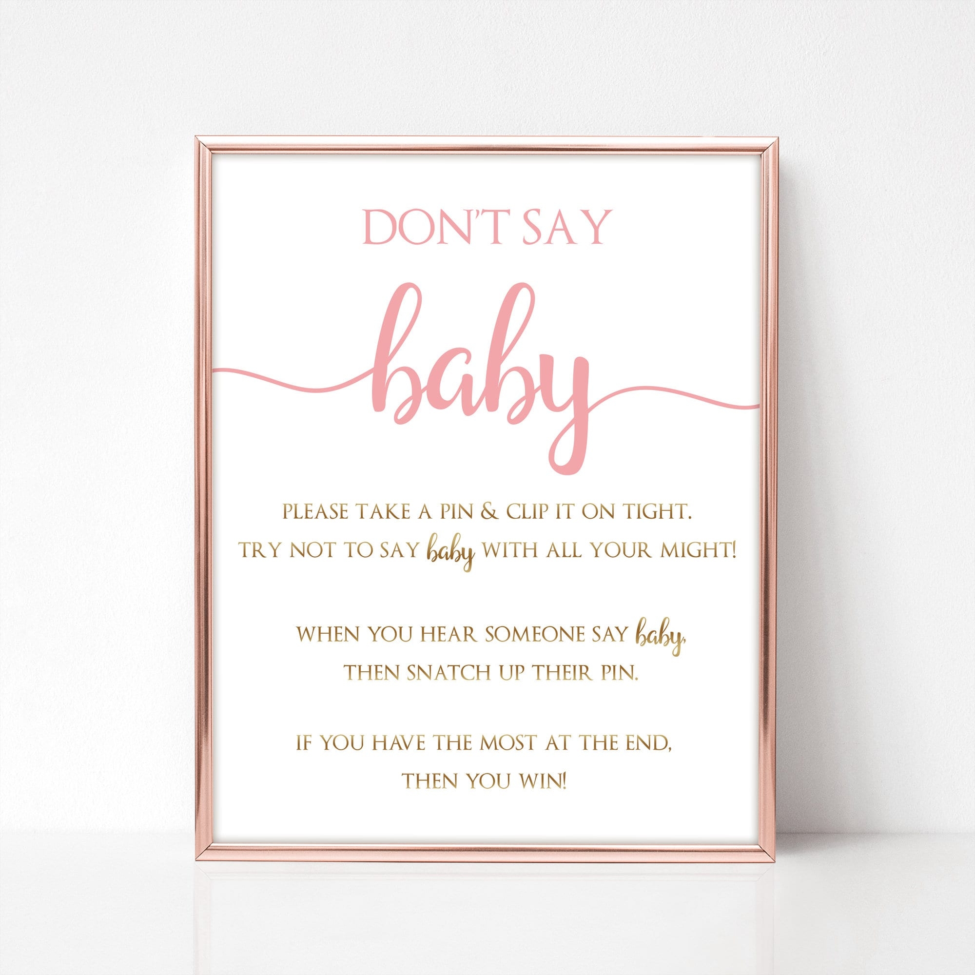 Dont Say Baby Game Printable Instant Download Baby Shower Games Pink And Gold Baby Shower Decorations Girl Baby Shower Ideas BL3 Etsy