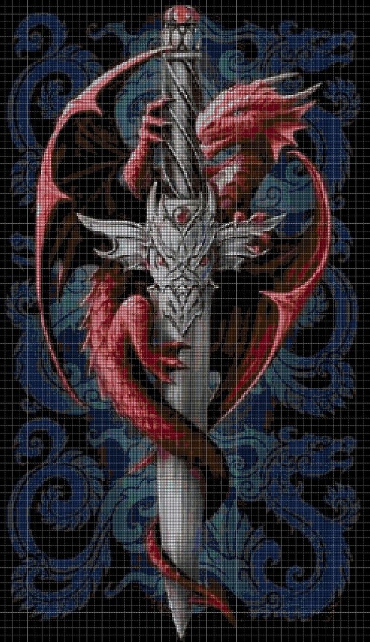 Dragon In Cross DMC Cross Stitch Pattern In Pdf DMC