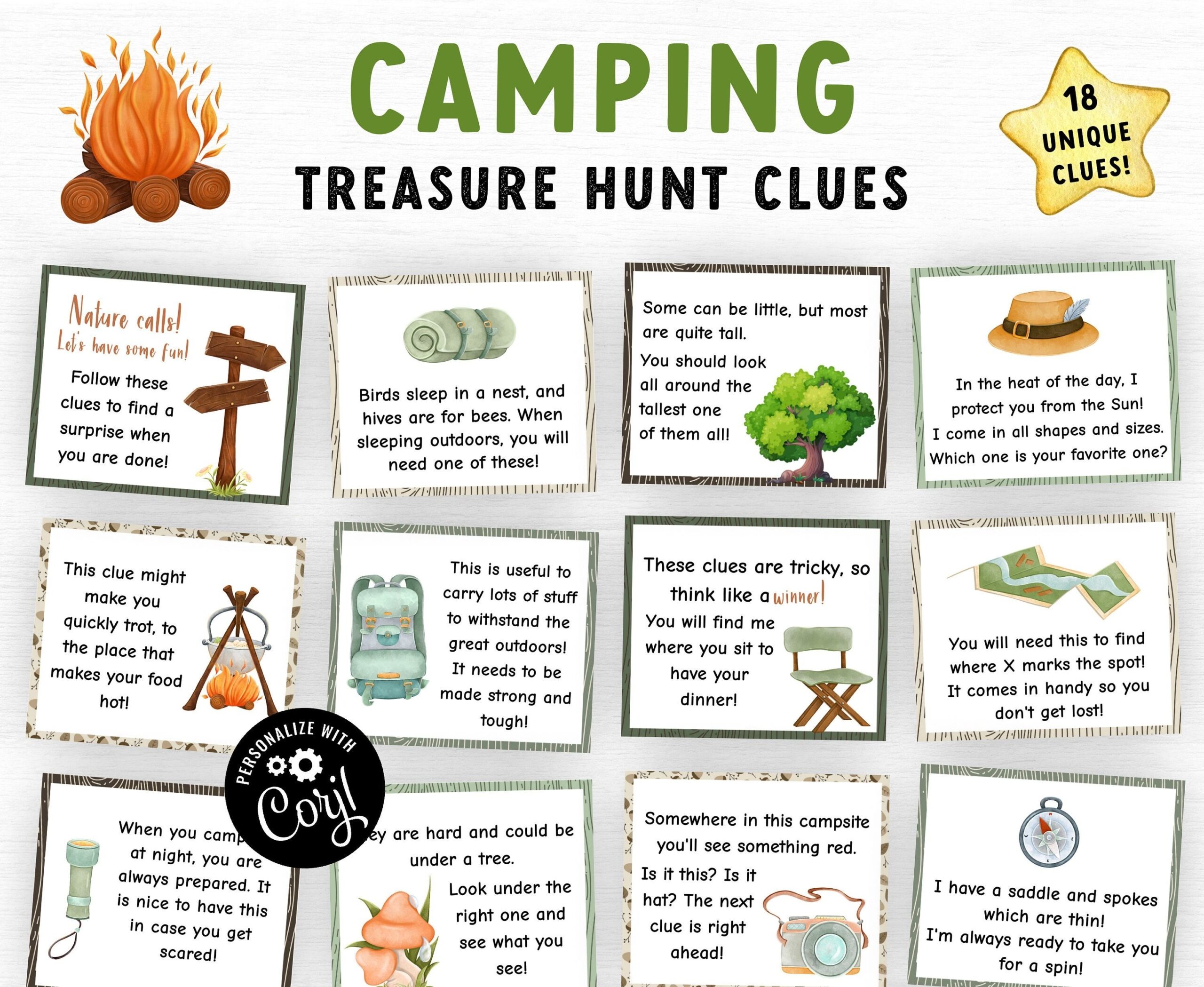Editable Camping Scavenger Hunt For Kids Outdoor Treasure Hunt Worksheets Library
