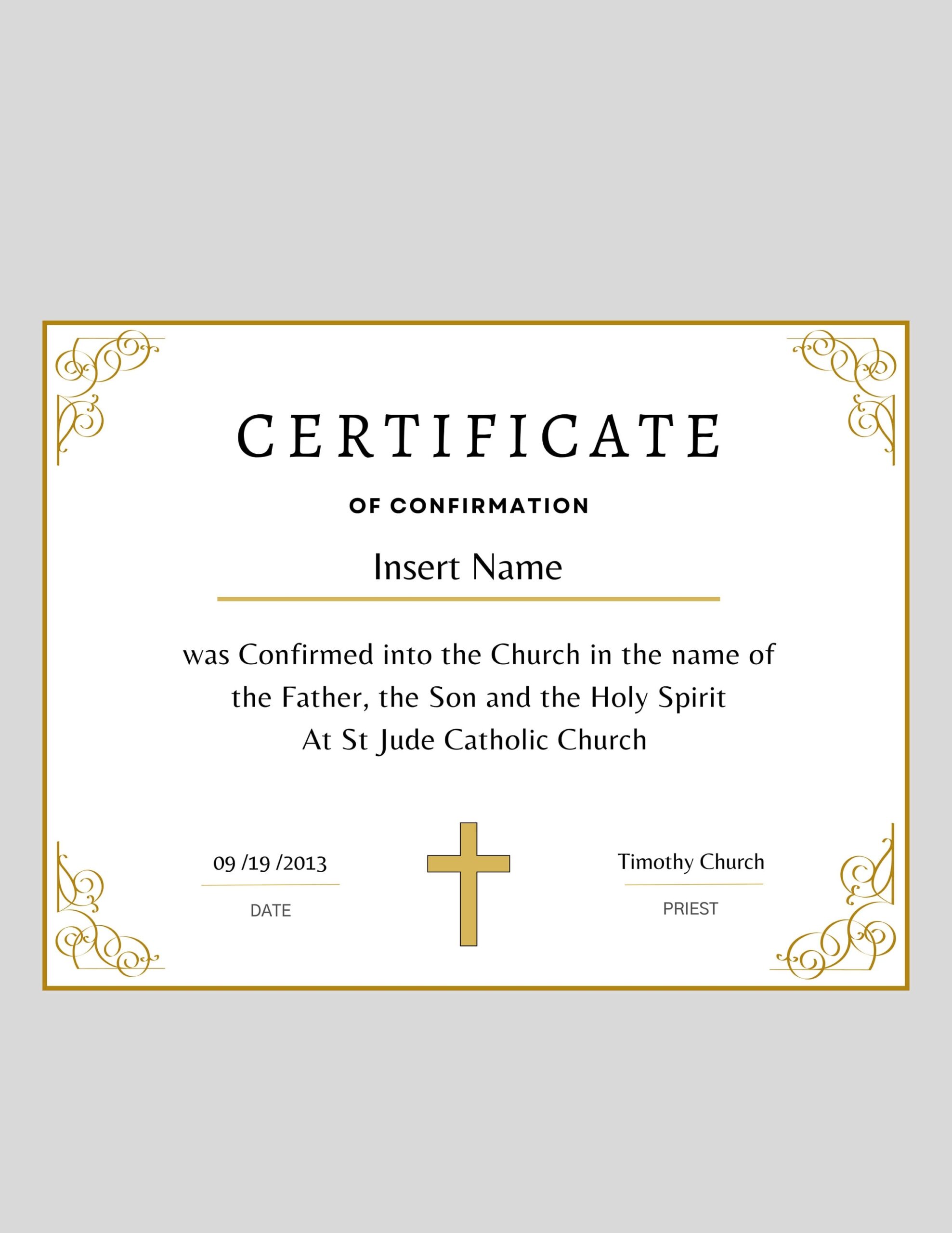 Editable Certificate Of Confirmation Religious Gold Certificate Confirmation Certificate Template Printable Confirmation Certificate Etsy