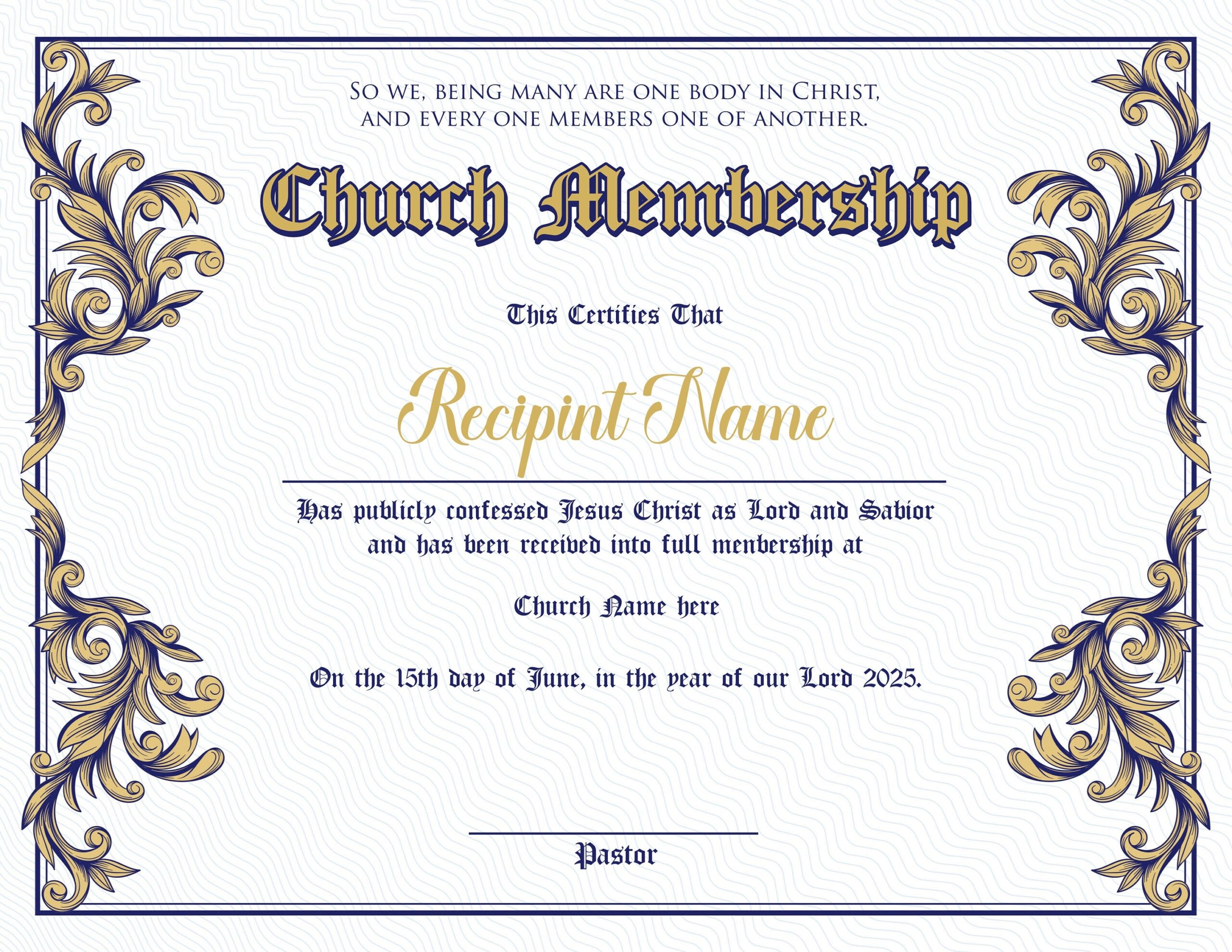 Editable Church Membership Certificate Template Printable Certificate Of Membership Elegant Membership Certificate Instant Download Etsy