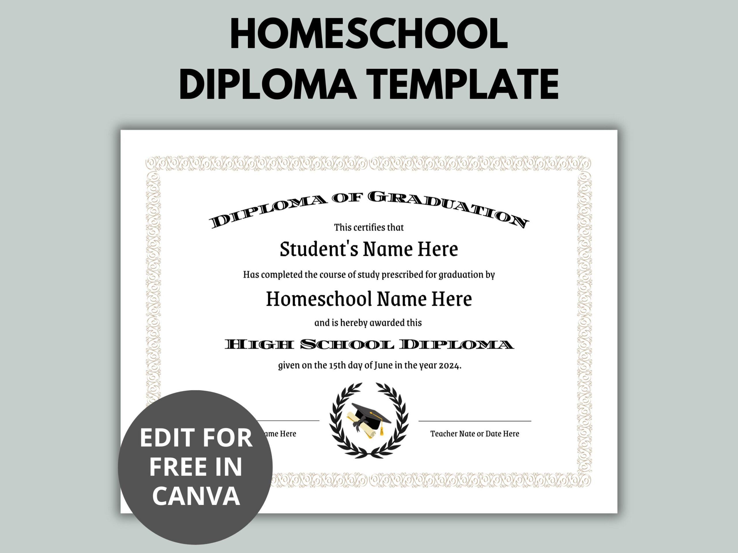 Free Printable Homeschool Diploma Template