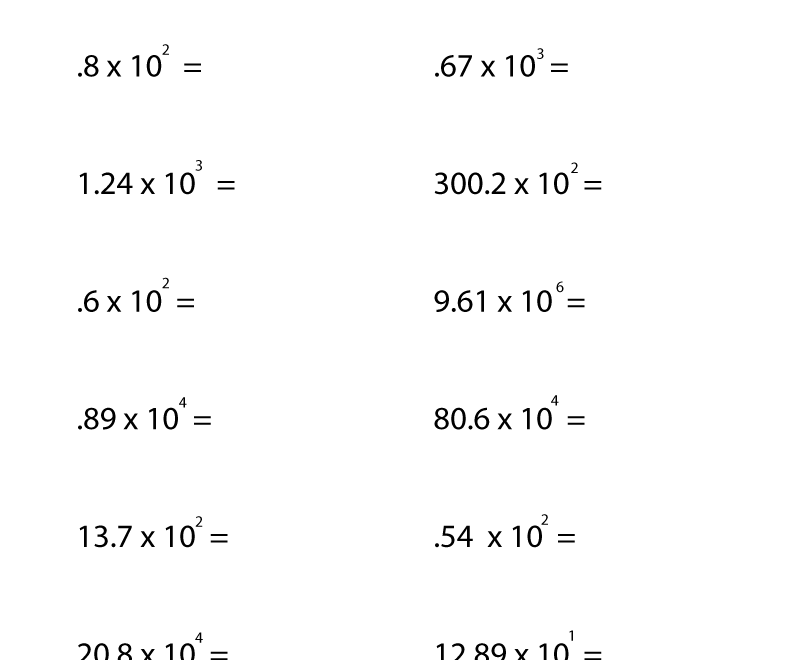 Eighth Grade Multiplication Of Exponents Worksheet