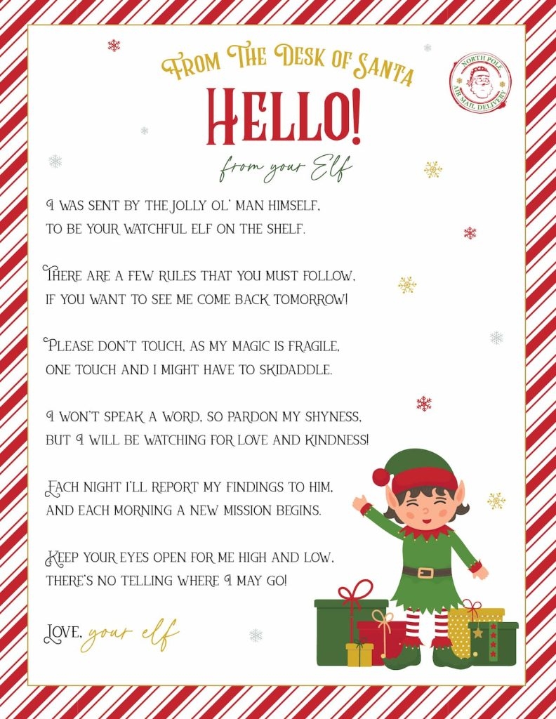 Elf On The Shelf Arrival And Goodbye Letters FREE Printable Set Favorite Printables