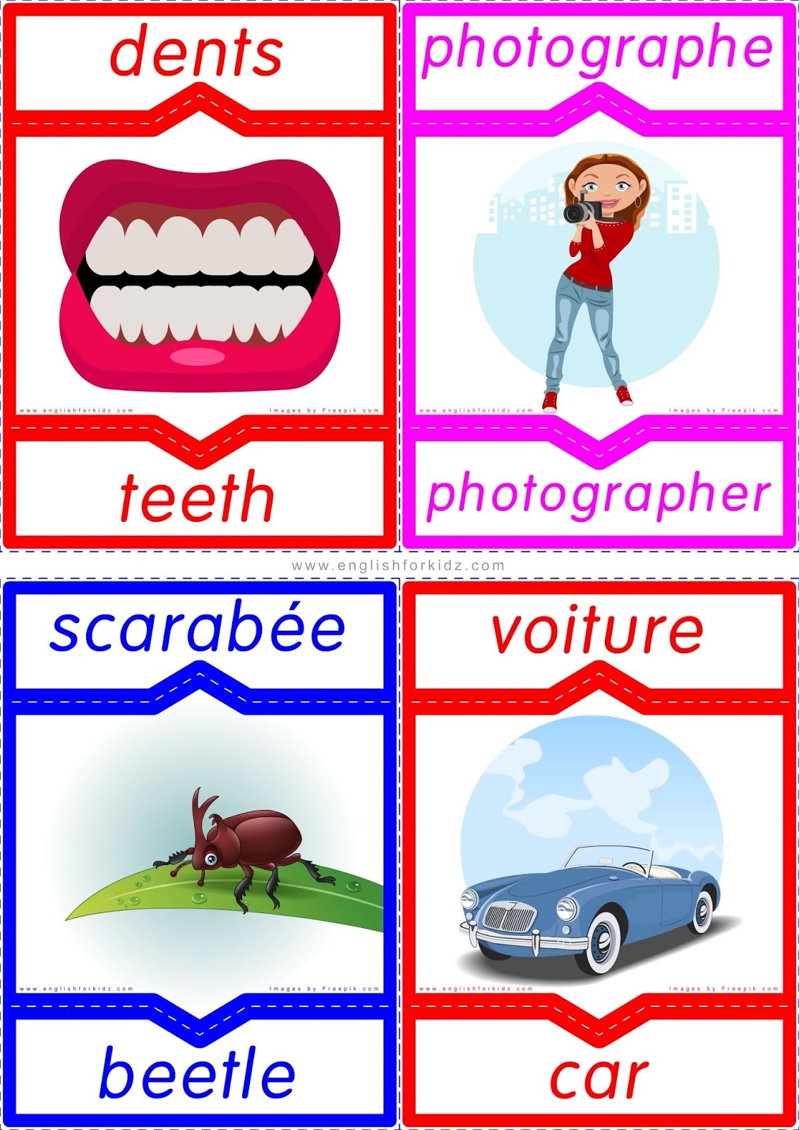 Printable French Flashcards With Pictures